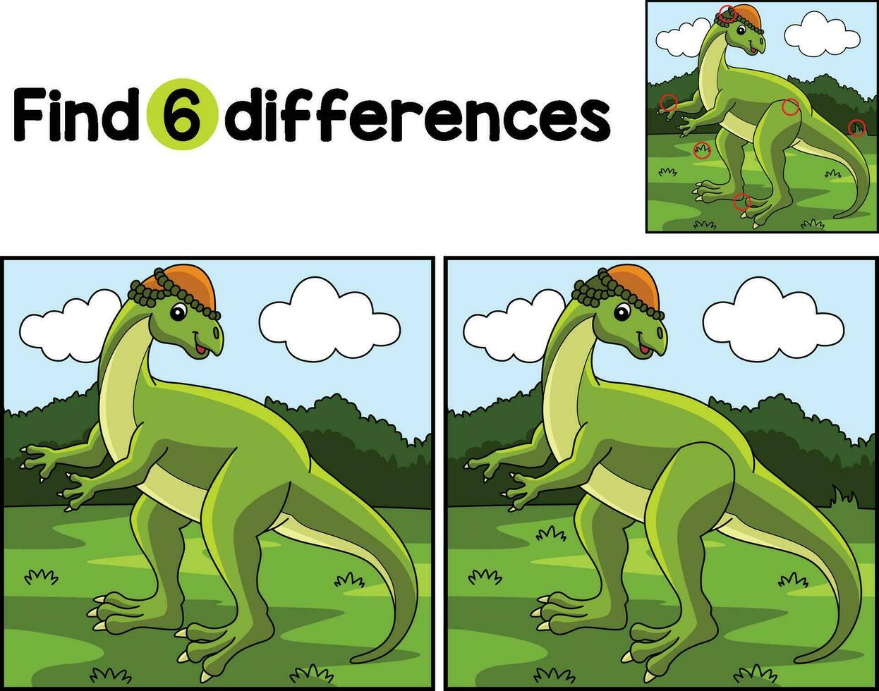 Wannanosaurus Dinosaur Find The Differences vector