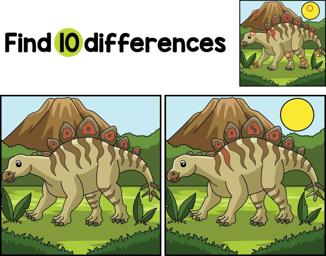 Hesperosaurus Dinosaur Find The Differences vector