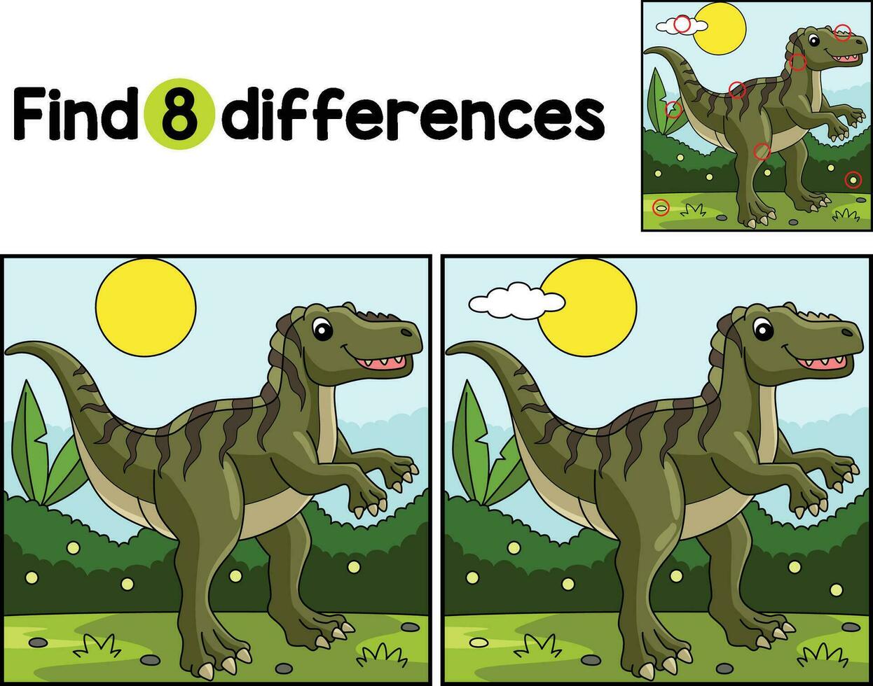 Fukuiraptor Dinosaur Find The Differences vector