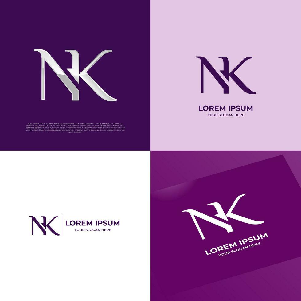 NK Initial Modern Typography Emblem Logo Template for Business vector