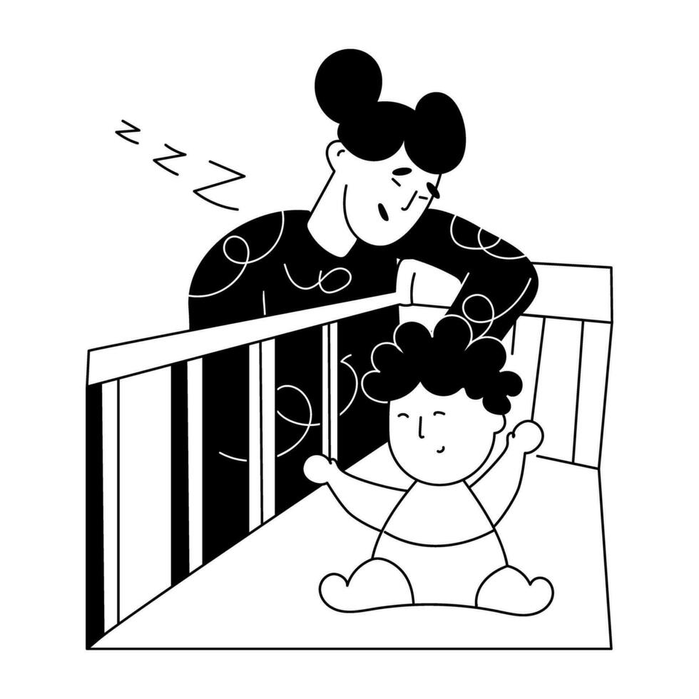 Trendy Mother Sleeping vector