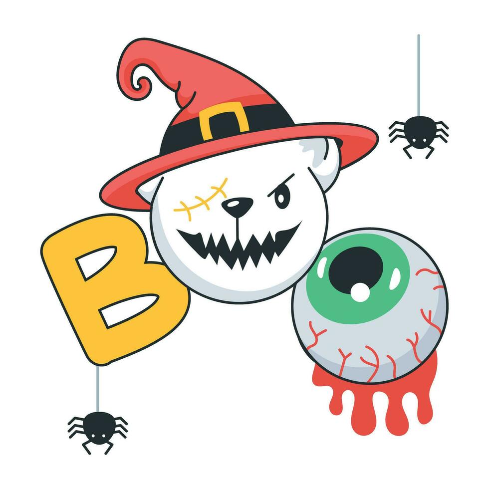 Trendy Creepy Teddy vector