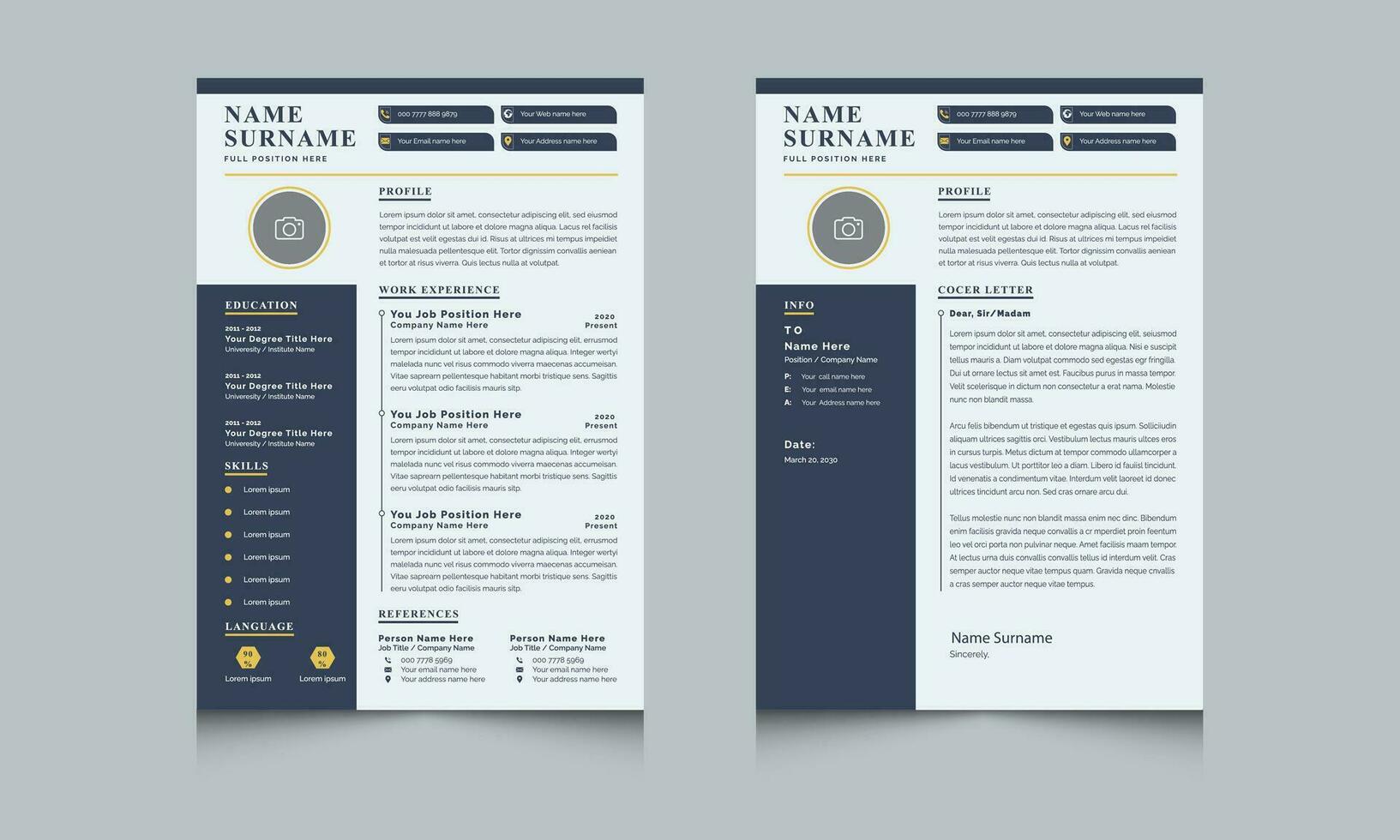 Modern Unique Resume Design Template and Cover Letter vector