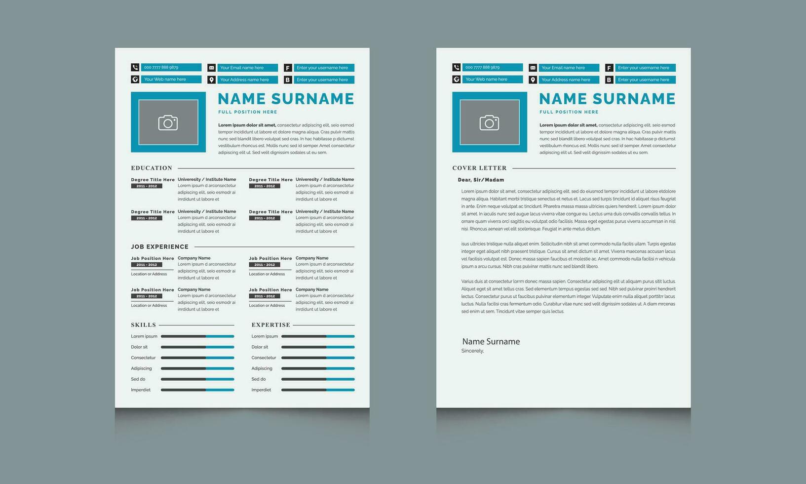 Resume and Cover Letter Templates Design vector