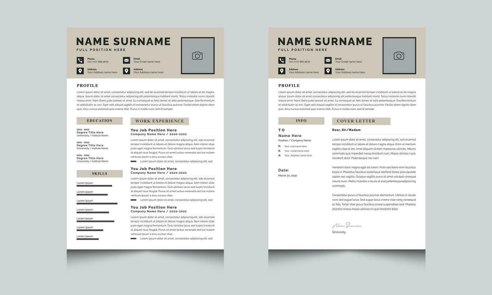 Resume Layout with Header vector