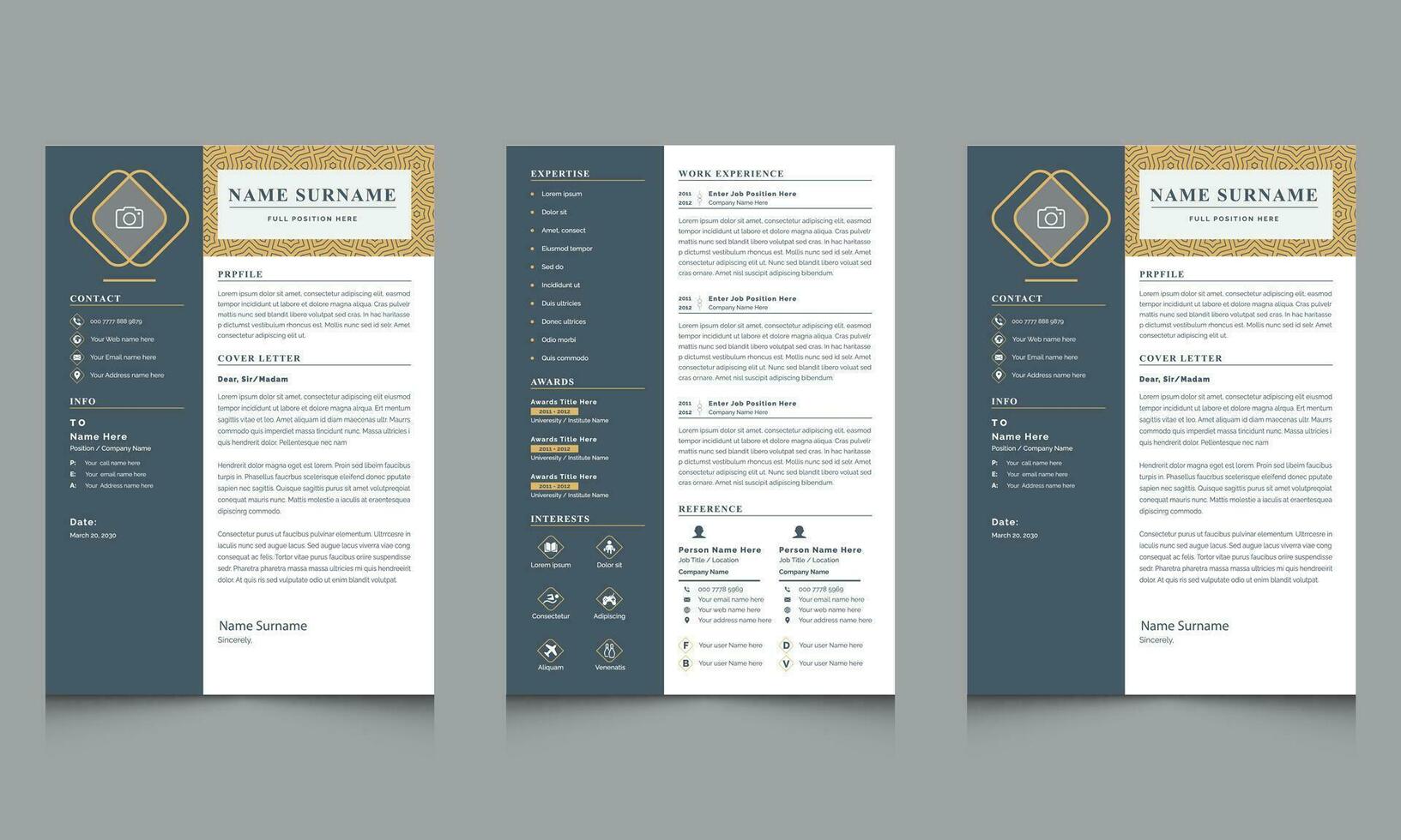 Clean and Professional Resume Layout Design and Cover Letter vector