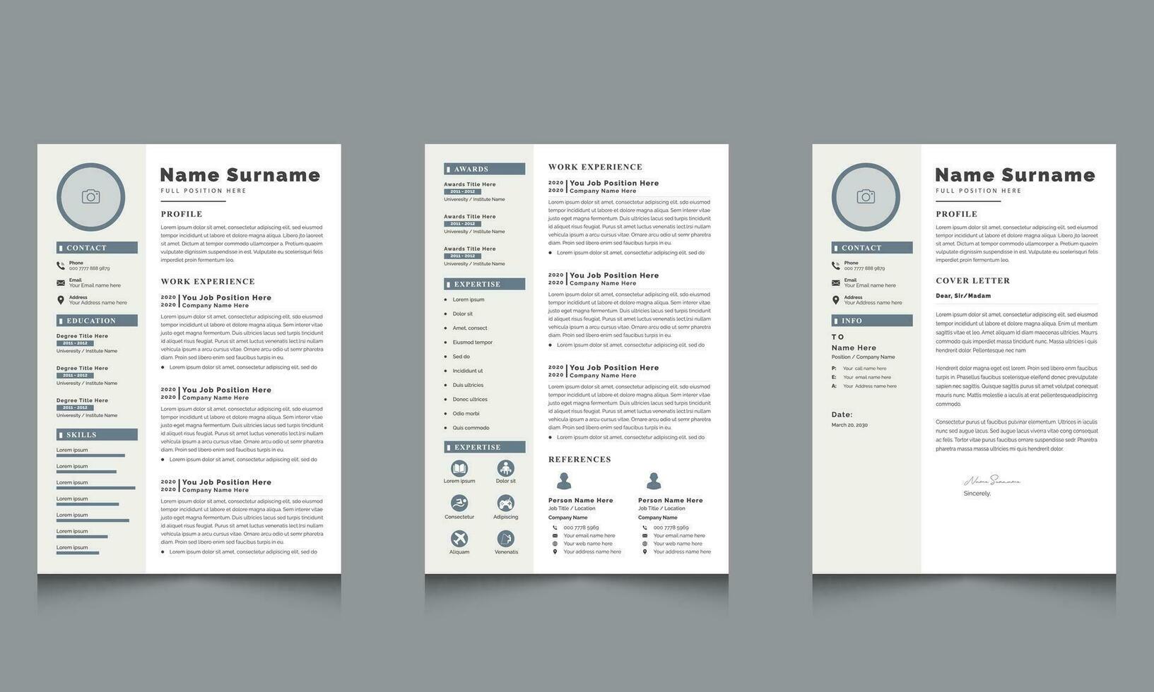 Elegant Black and White Minimalist Resume Template Layout vector