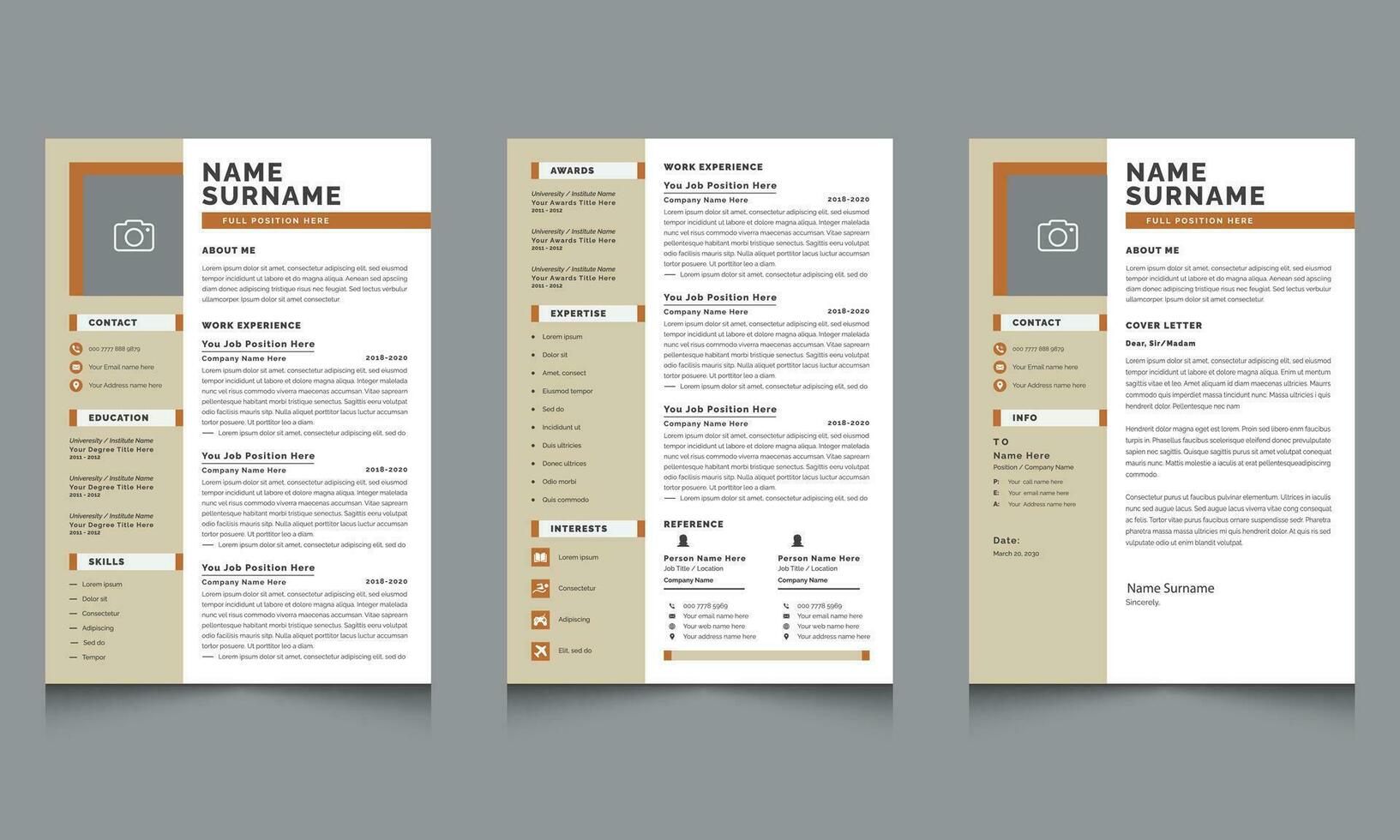 Resume Yellow Color Design Template vector