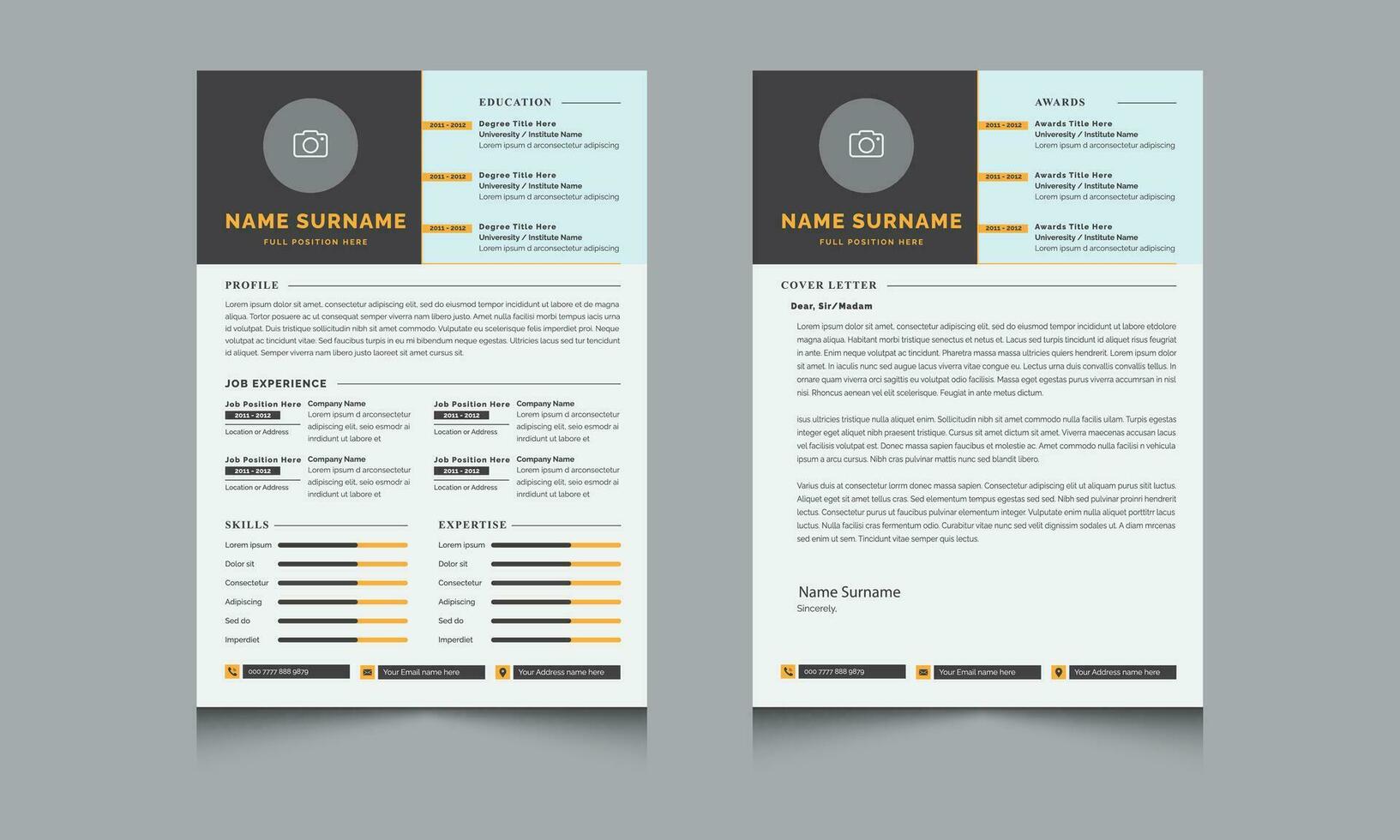 Resume Template with Header Style Design vector