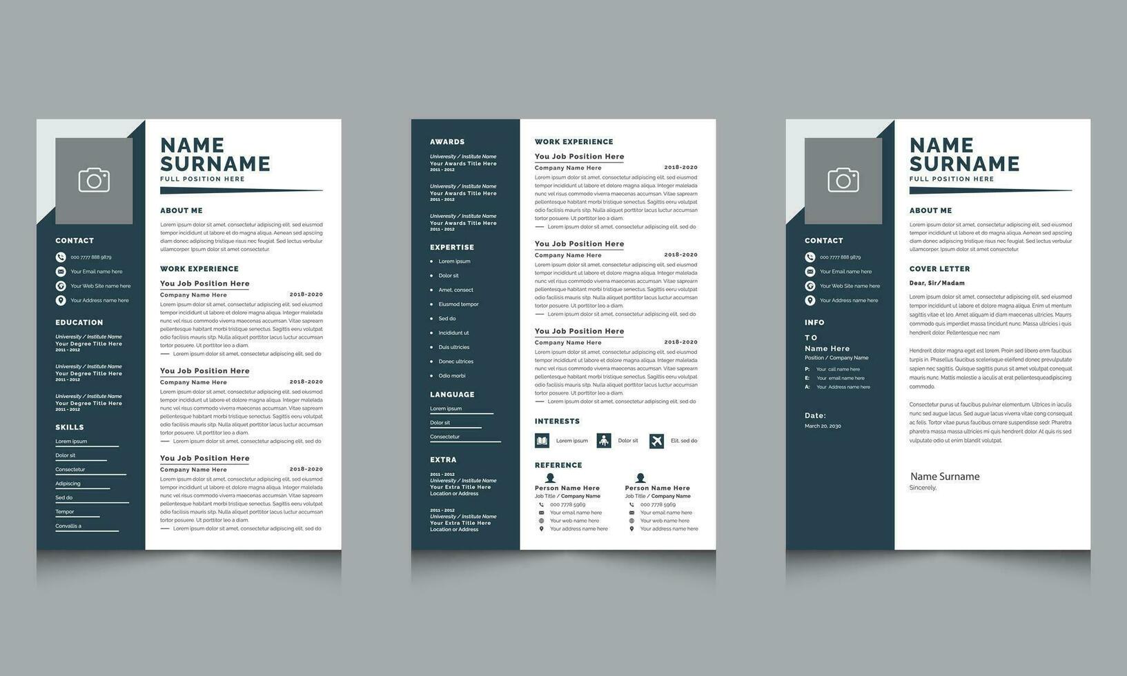 Resume Design Template with Dark theme vector