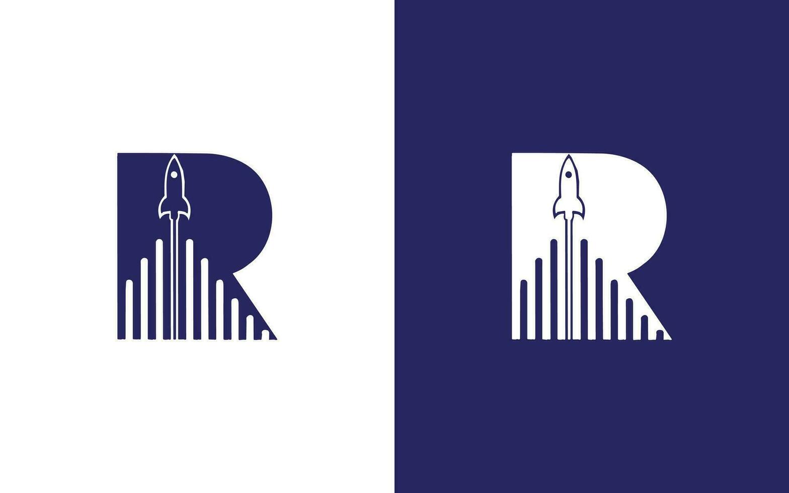 R letter rocket logo design vector