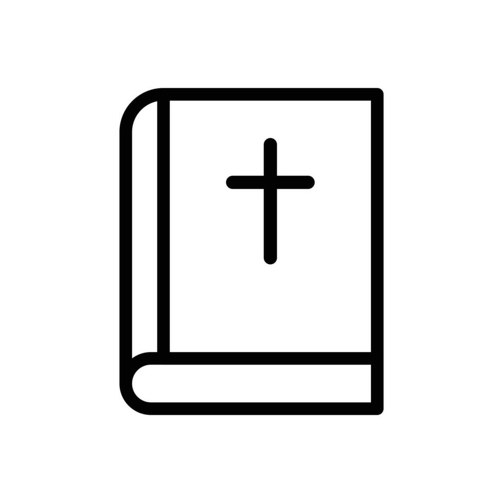 santo Biblia libro con cristiano cruzar símbolo icono en línea estilo diseño aislado en blanco antecedentes. editable ataque. vector