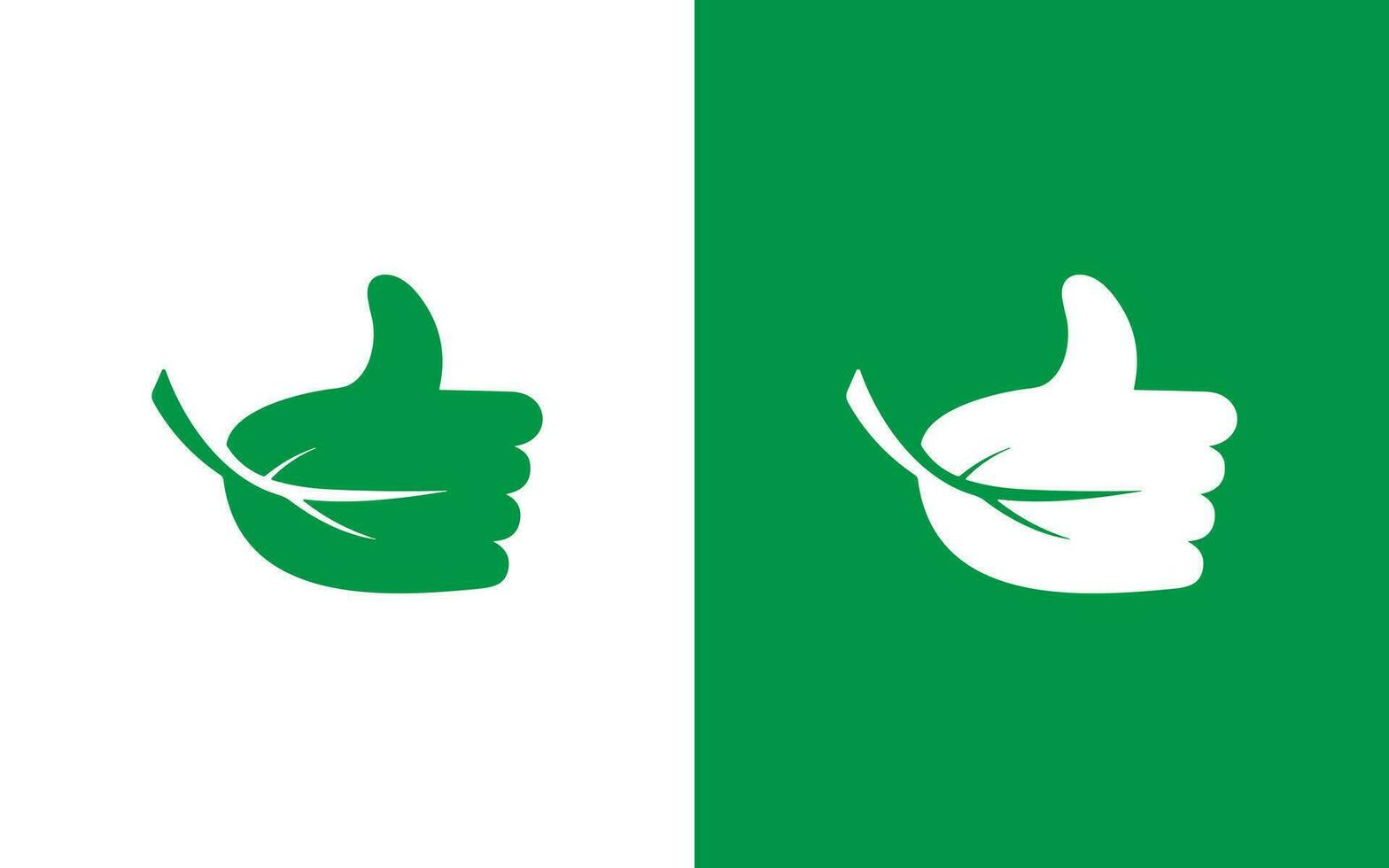 Leaf with hand thums up logo design vector