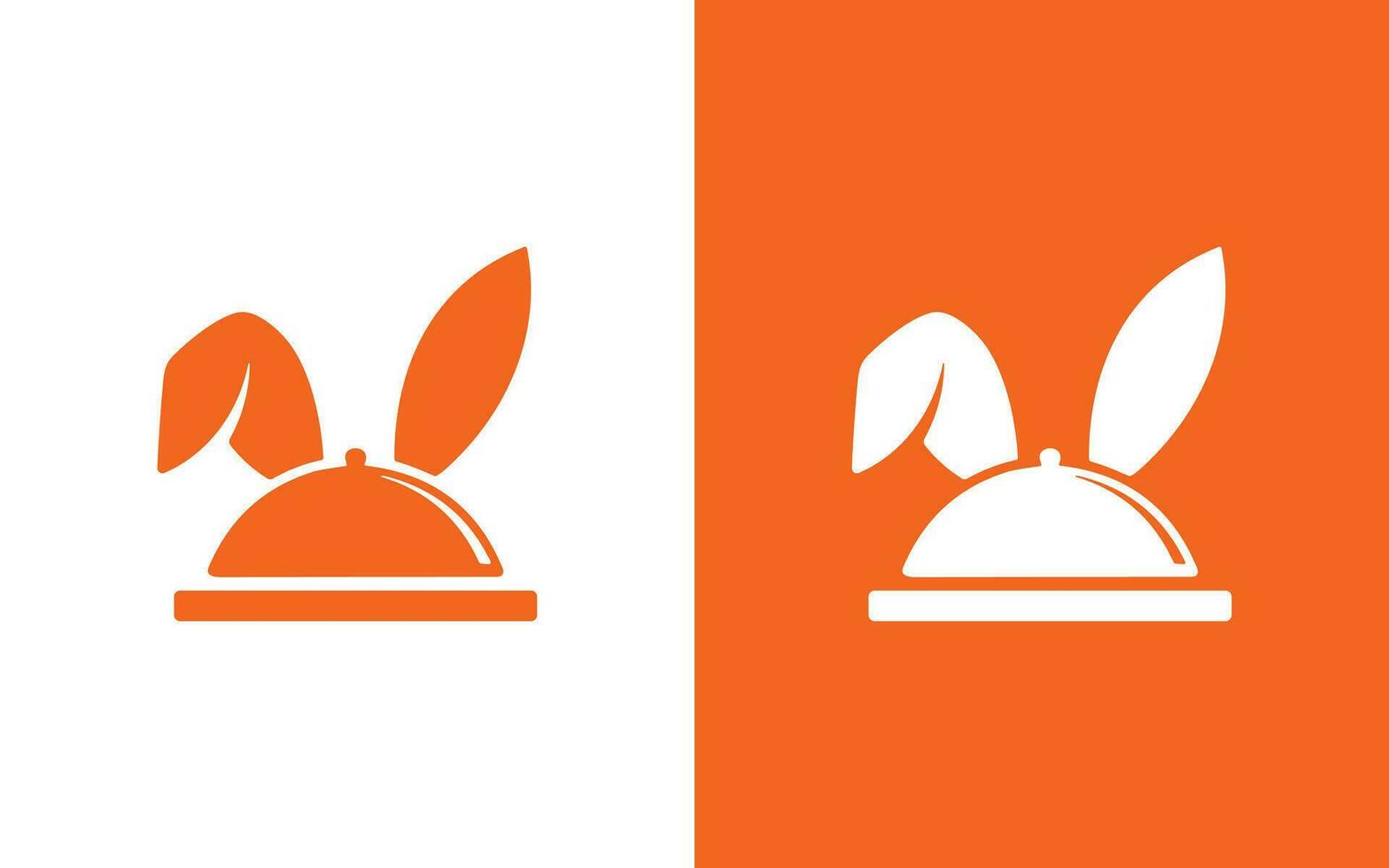 Rabbit head with food logo design vector