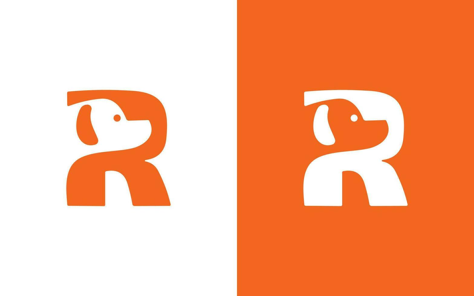R letter dog head initial logo design vector