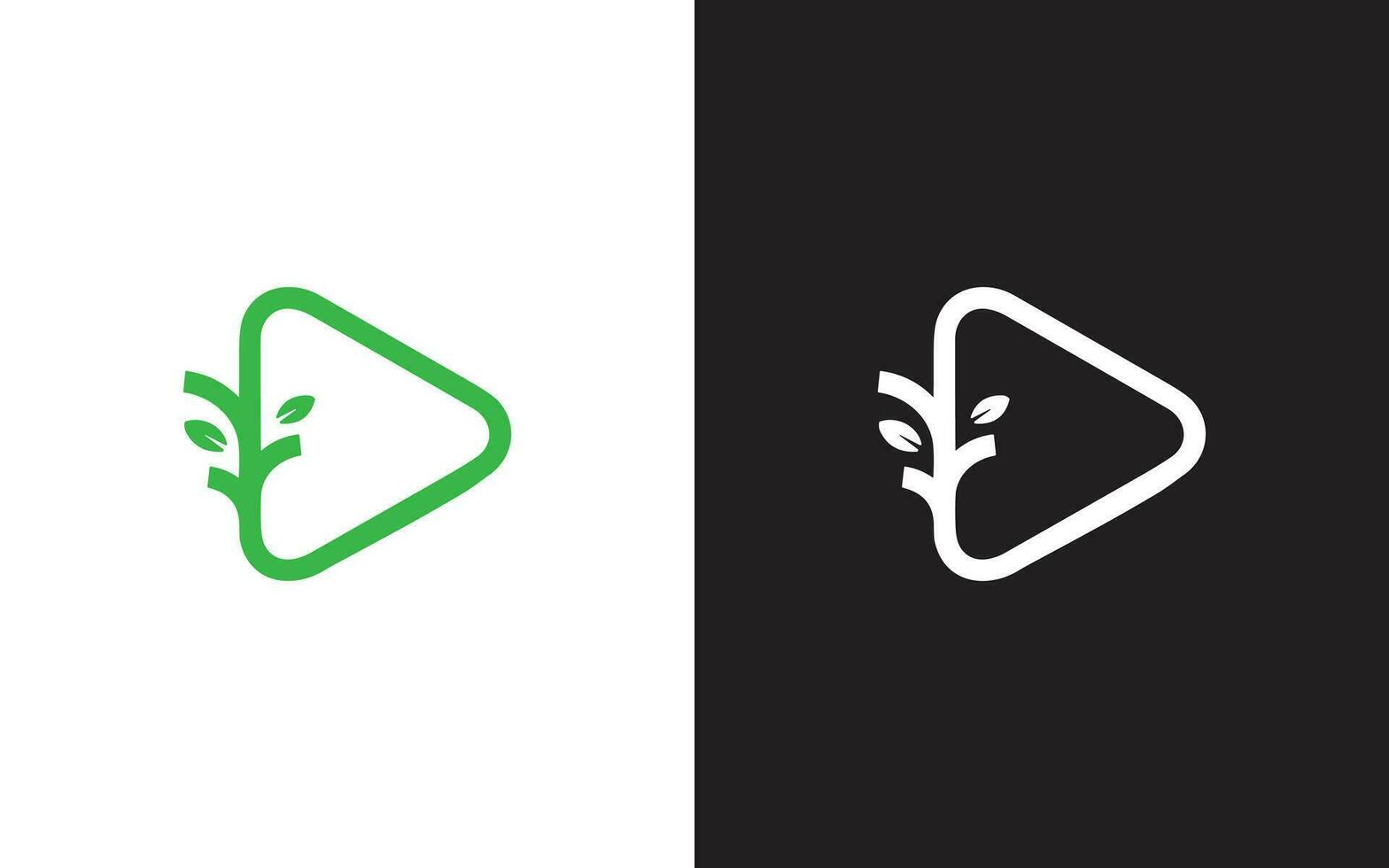 Leaf with media shape logo design vector