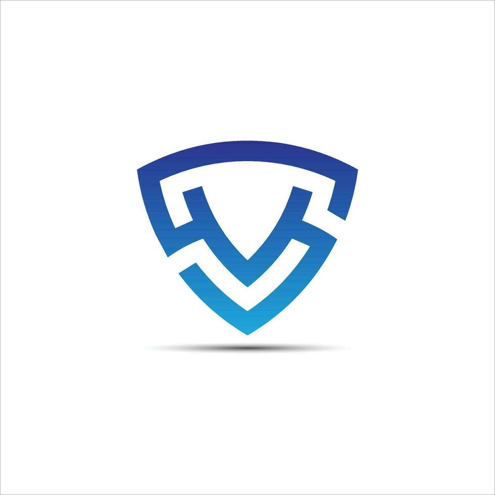 SV letter shield shape logo design icon vector