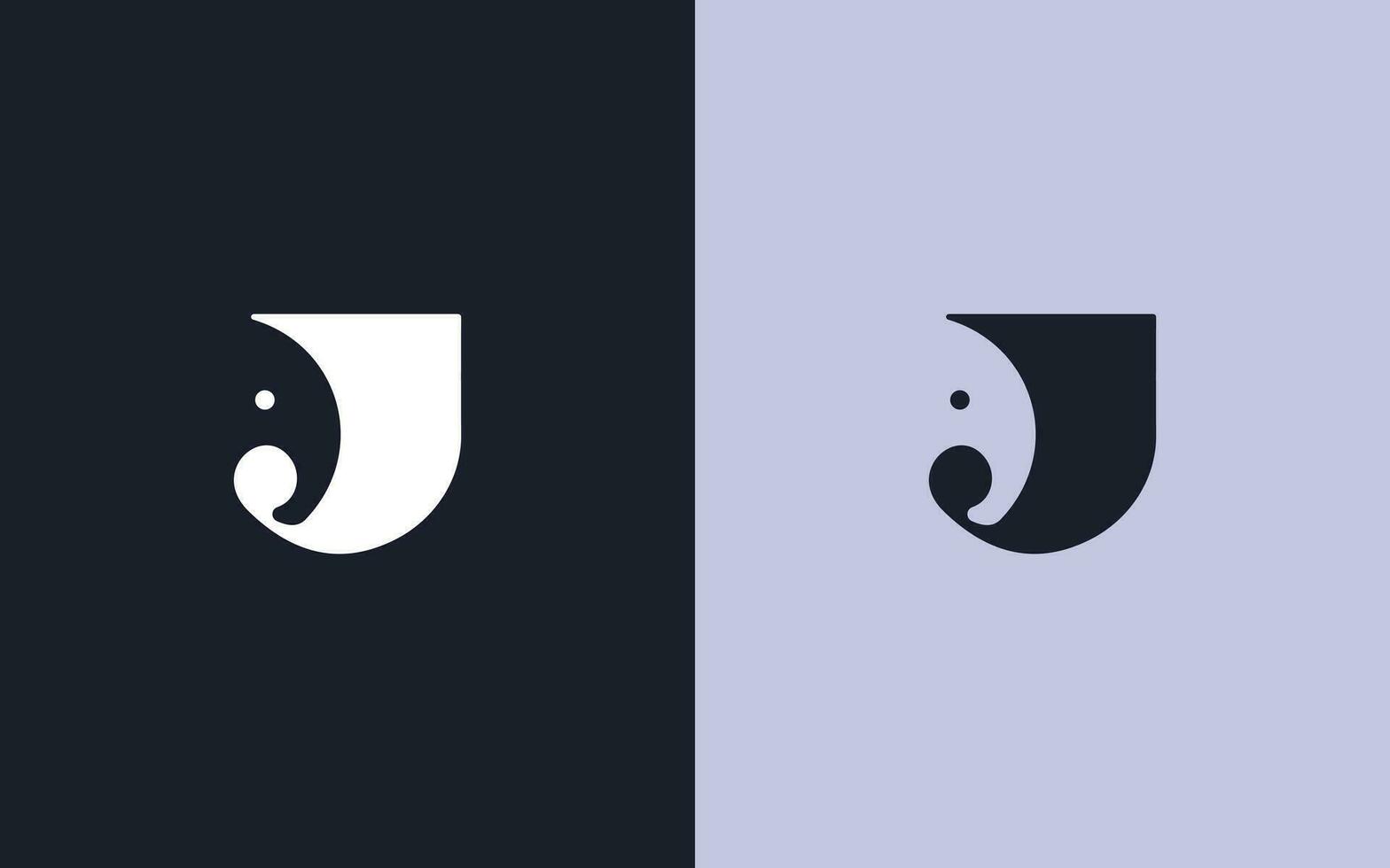 J letter elephant face shape logo design vector