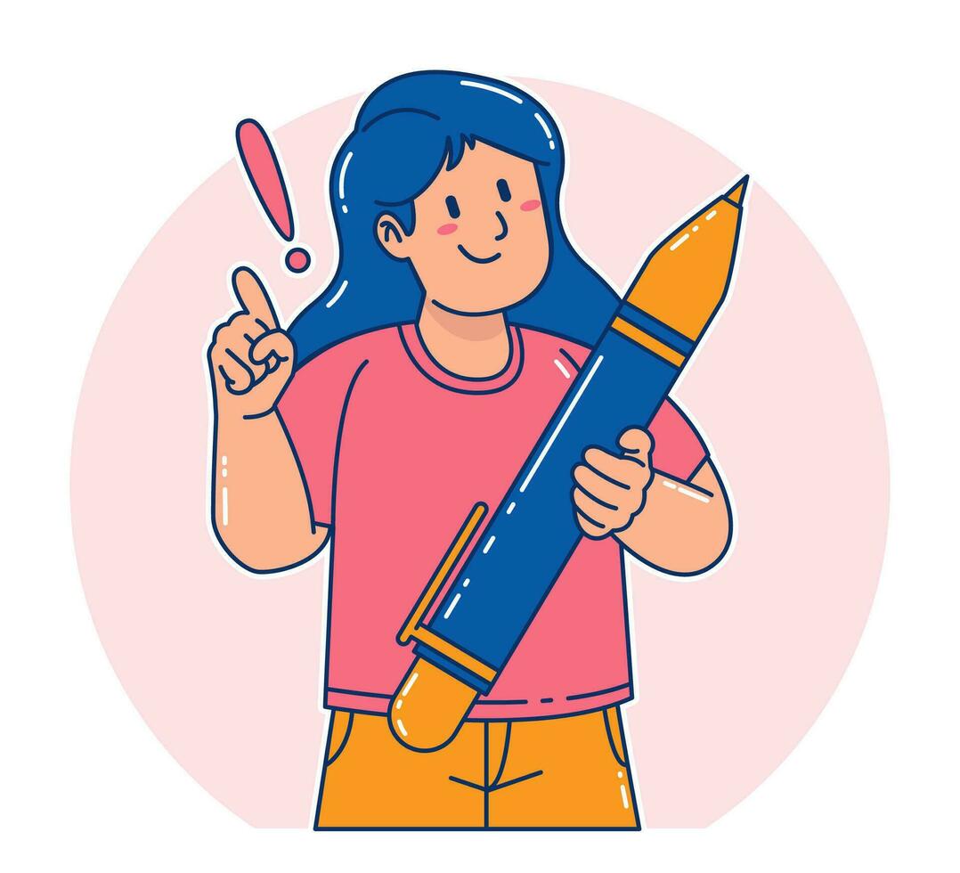 Woman carrying a pen vector