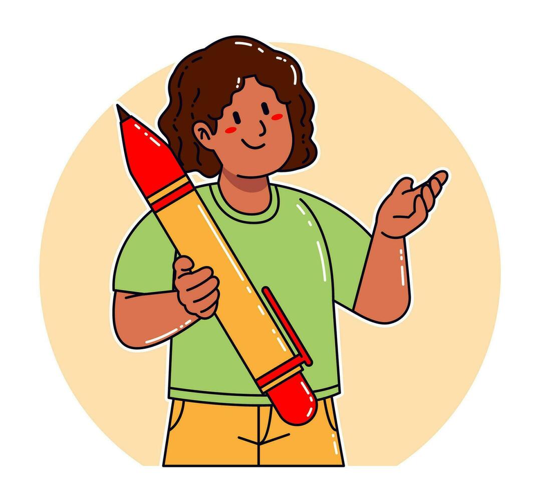 Black woman carrying a pen vector