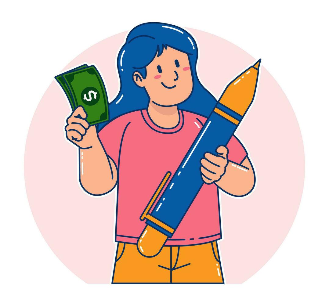 Woman carrying a pen vector
