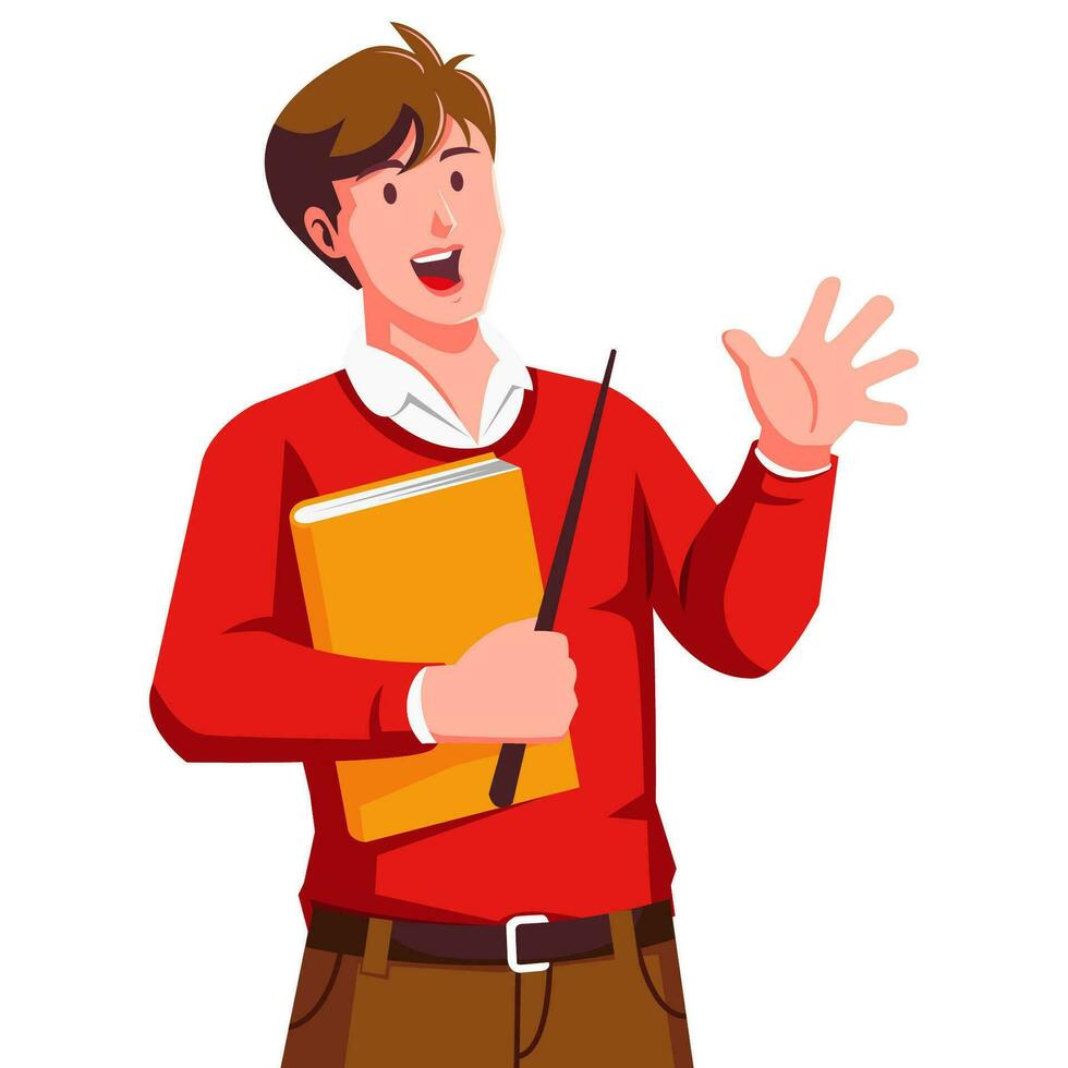 male teacher carrying books vector