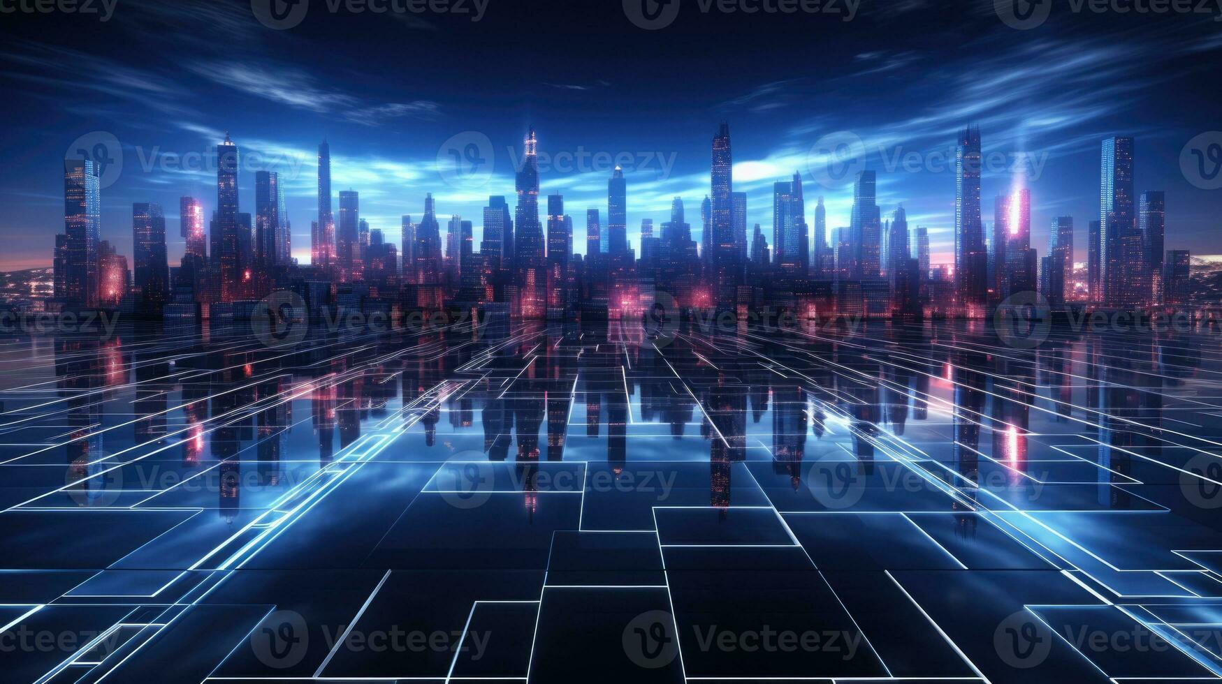 Metaverse real estate cyber architecture background with empty space for text photo