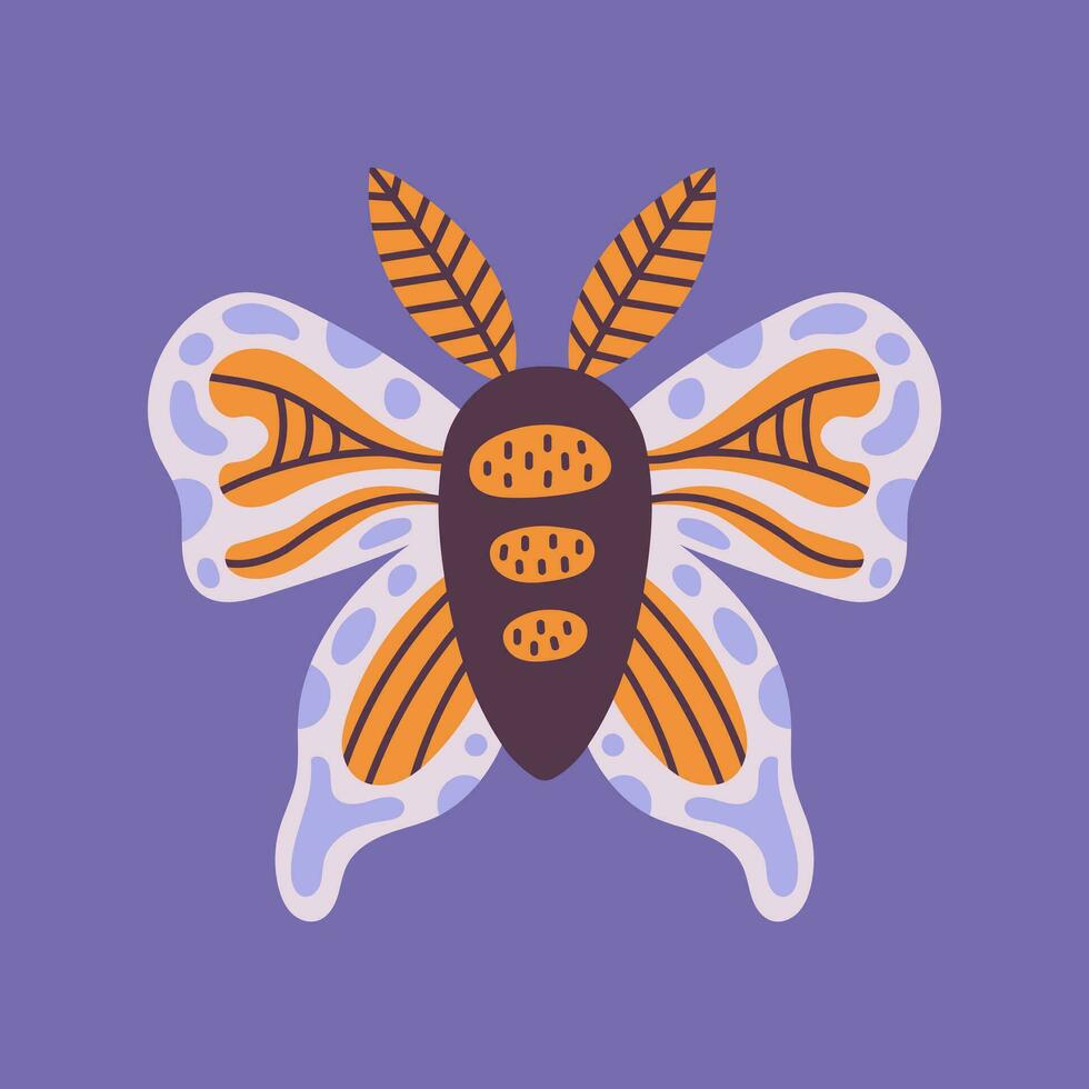 Hand drawn night moth vector