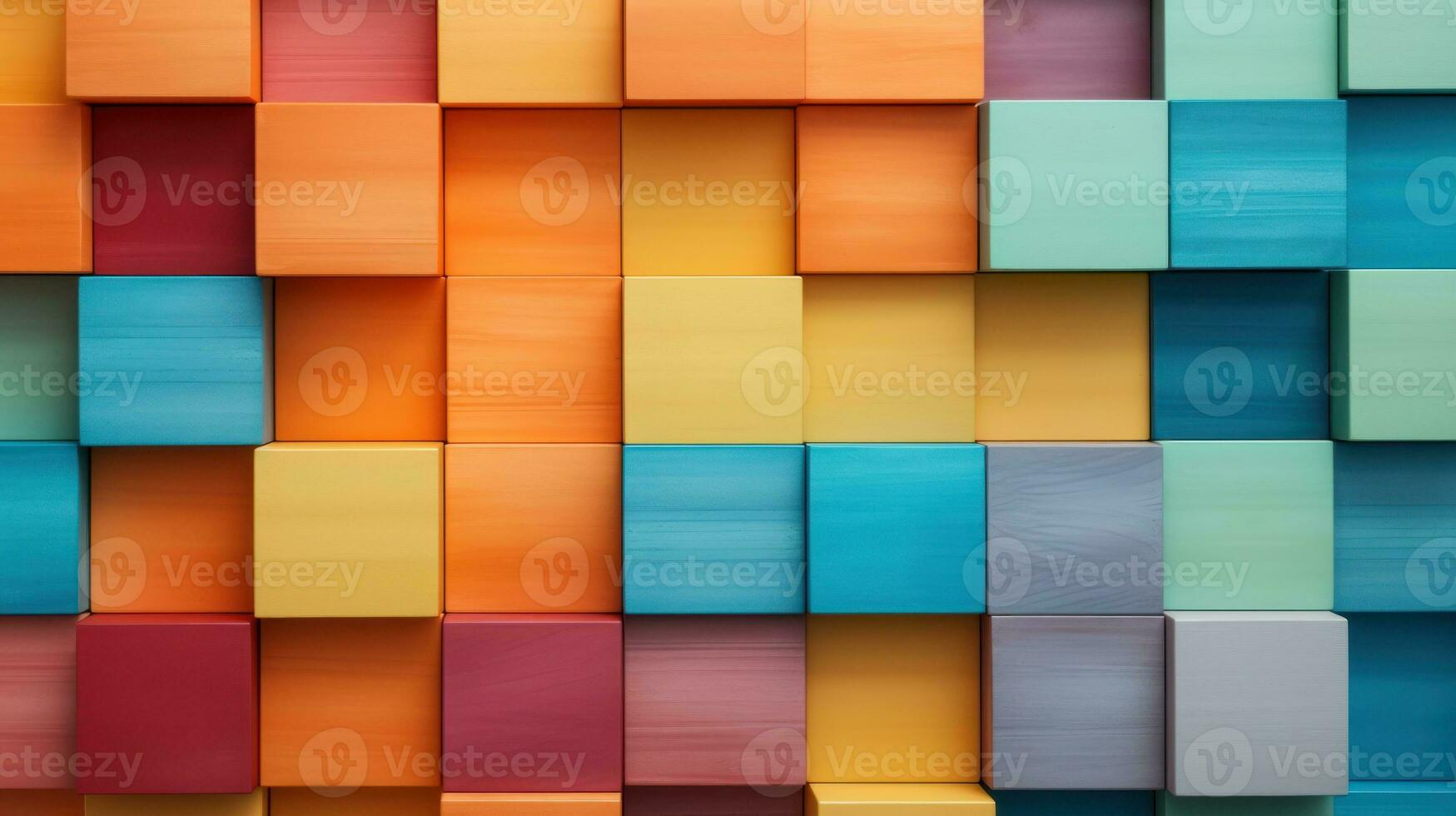 Colorful wooden cubes background. Abstract geometric pattern. illustration. Generative AI photo