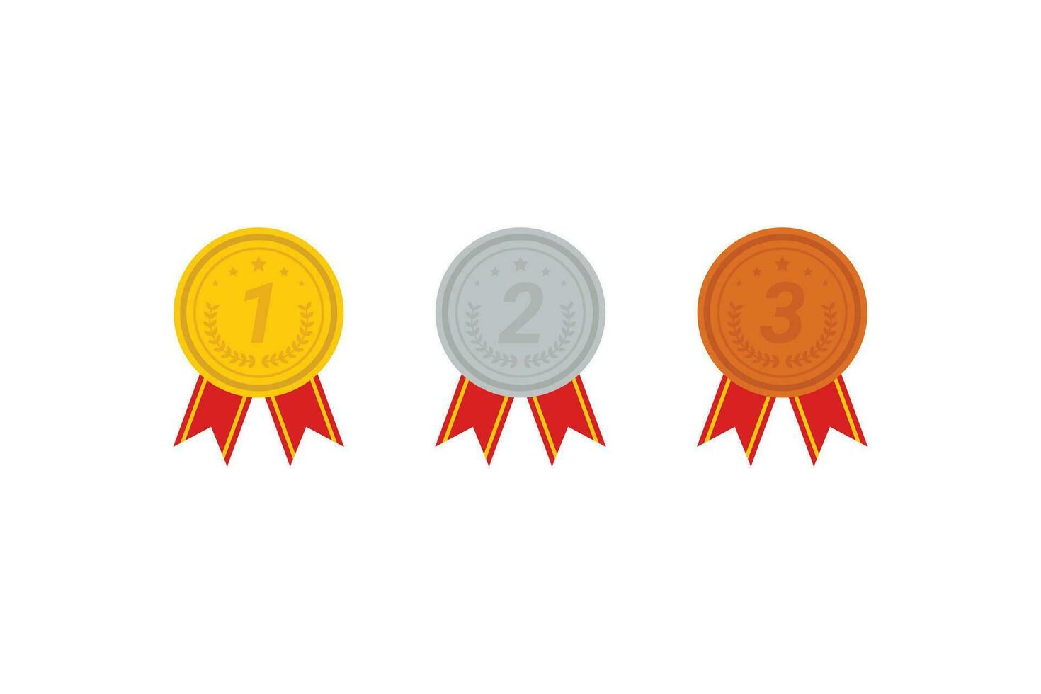 Gold, Silver and Bronze Medal Ranking Winner Vector Design Template