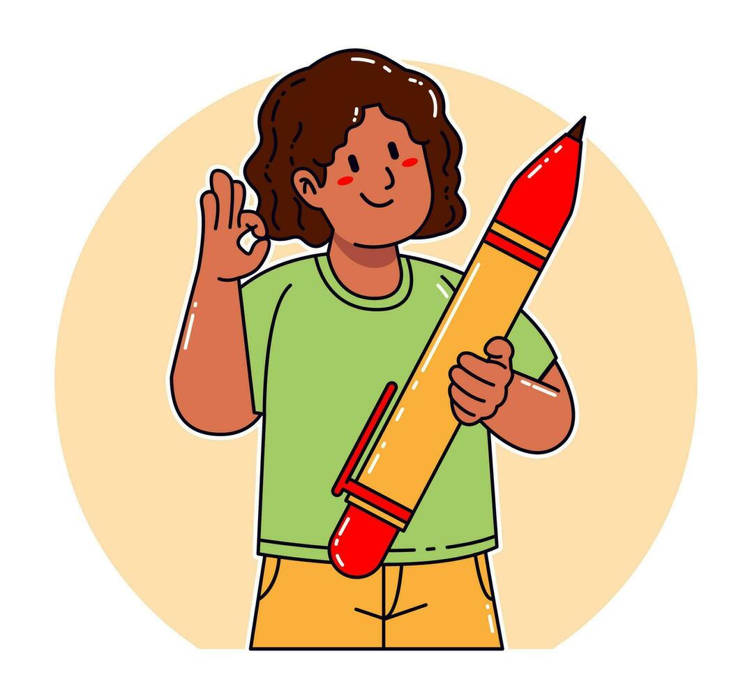 Black woman carrying a pen vector