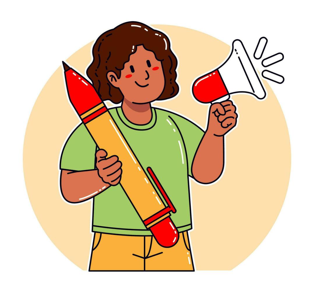 Black woman carrying a pen vector
