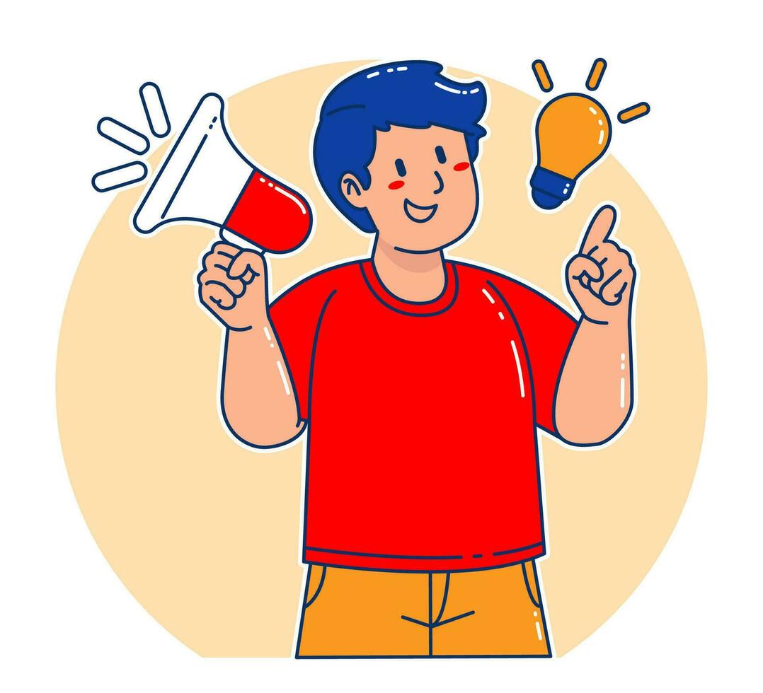 Man holding megaphone announcement vector