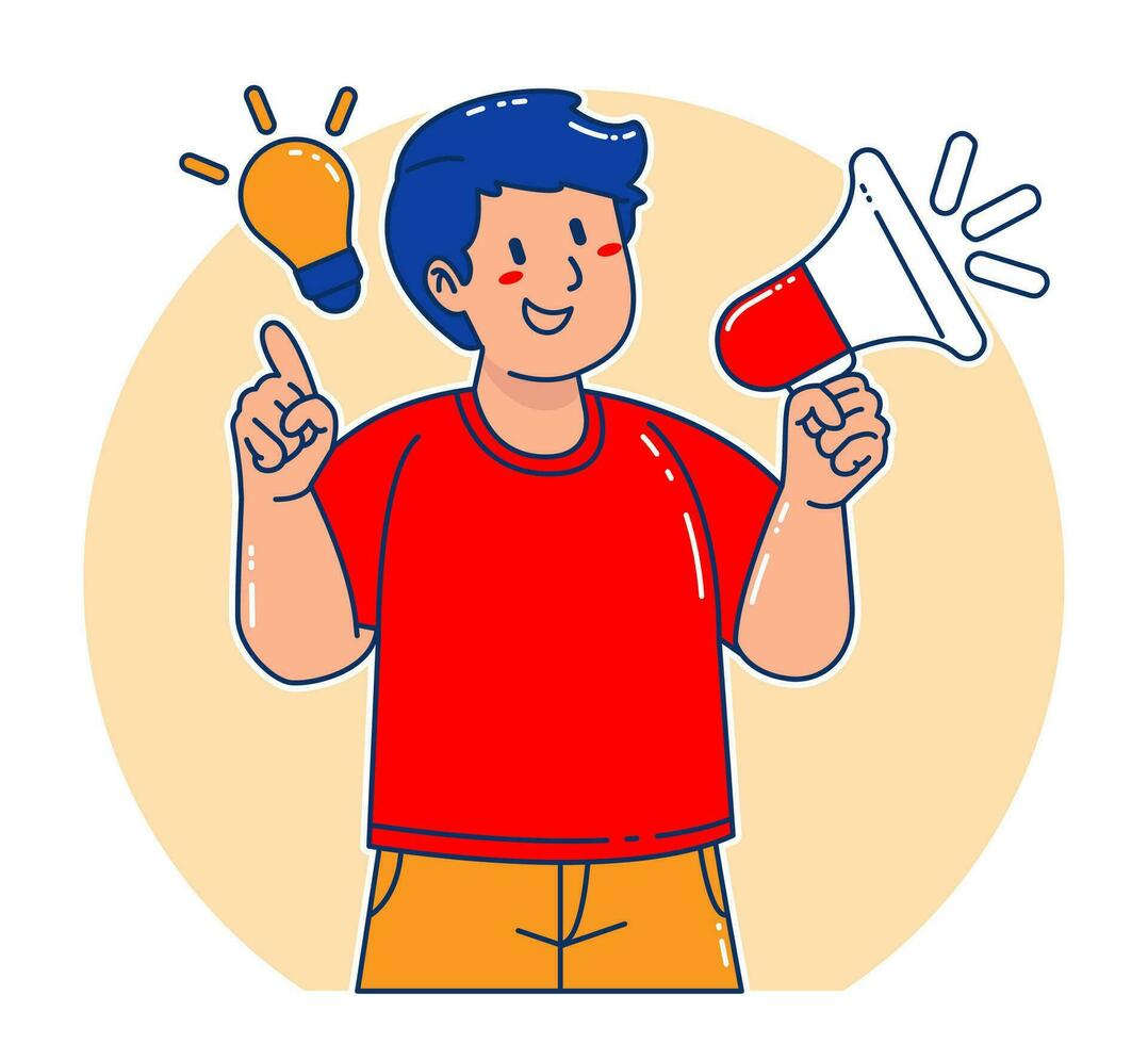 Man holding megaphone announcement vector