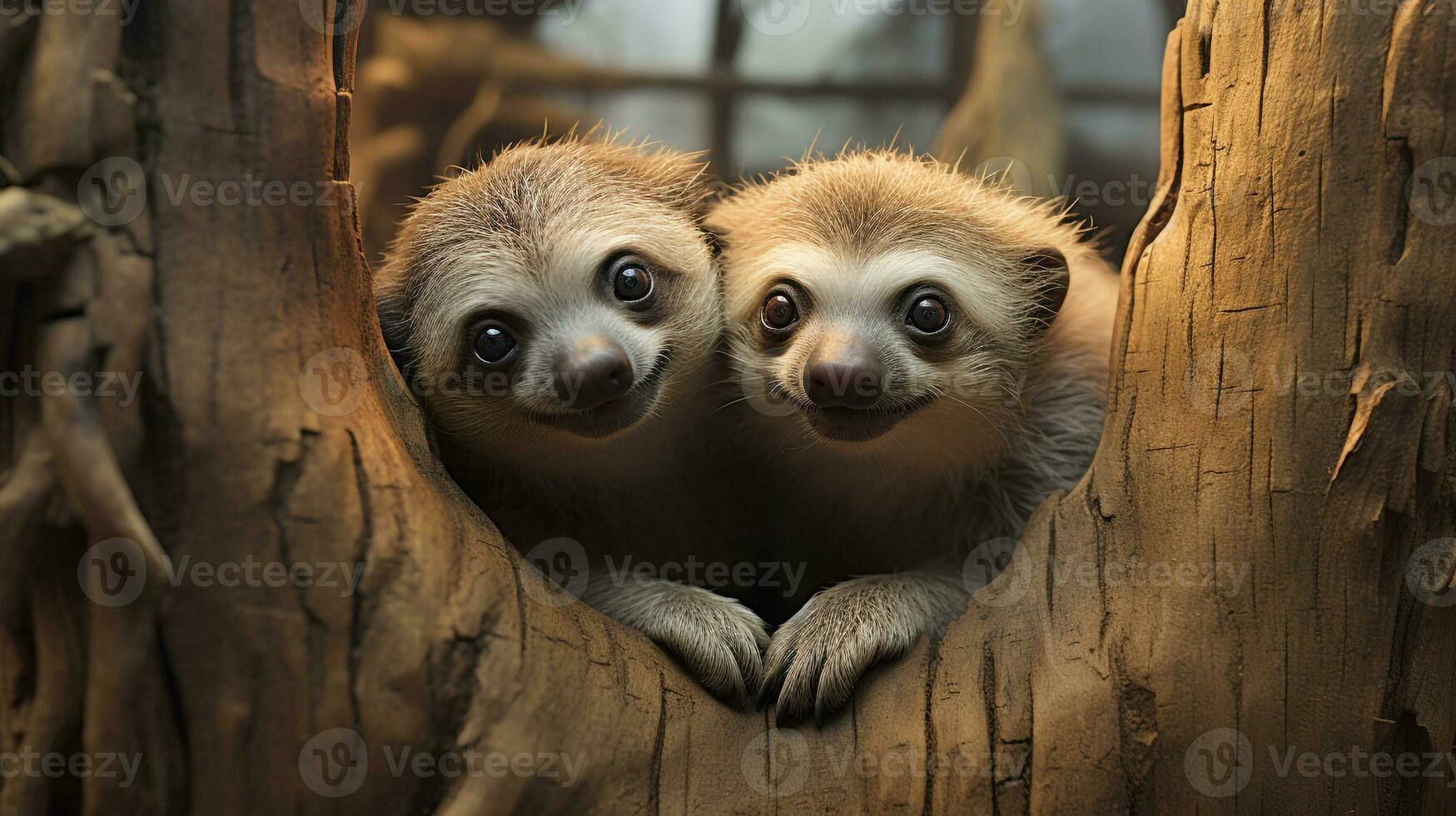 photo of heart-melting two Sloths with an emphasis on expression of love. Generative AI