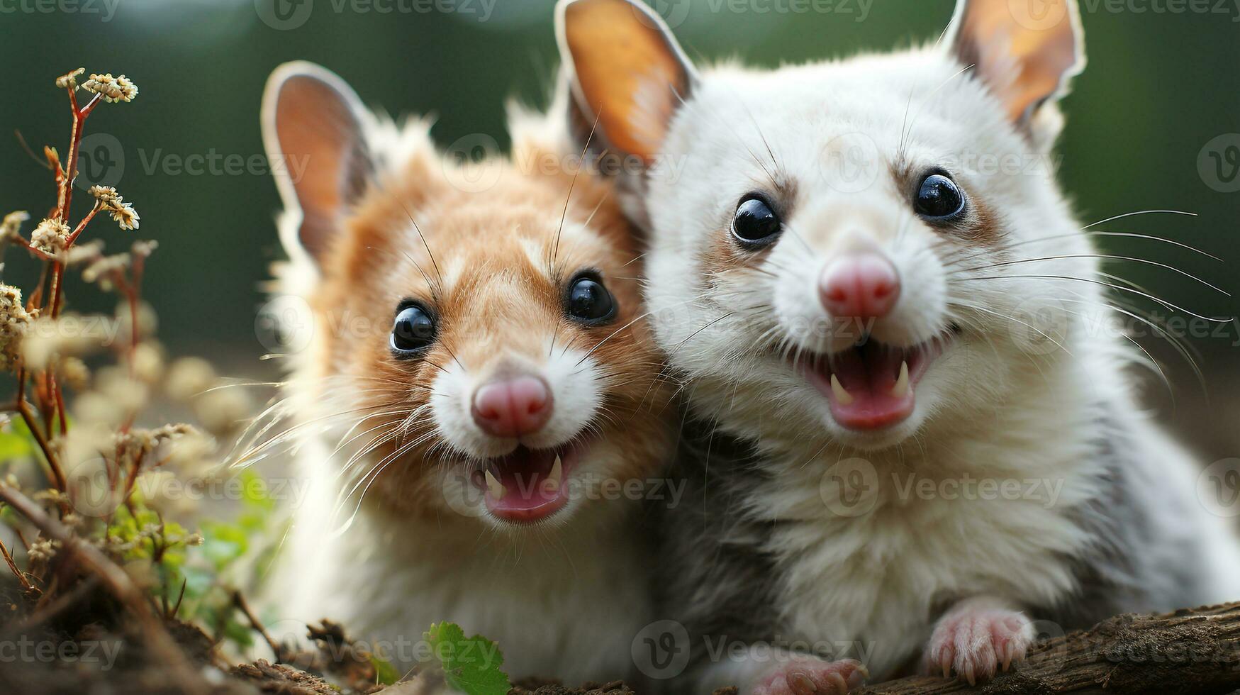 photo of heart-melting two Sugar Gliders with an emphasis on expression of love. Generative AI