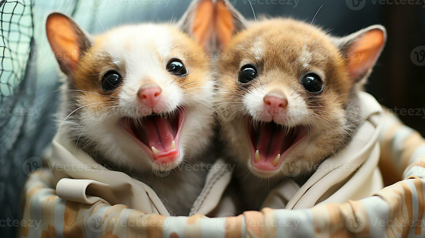 photo of heart-melting two Sugar Gliders with an emphasis on expression of love. Generative AI