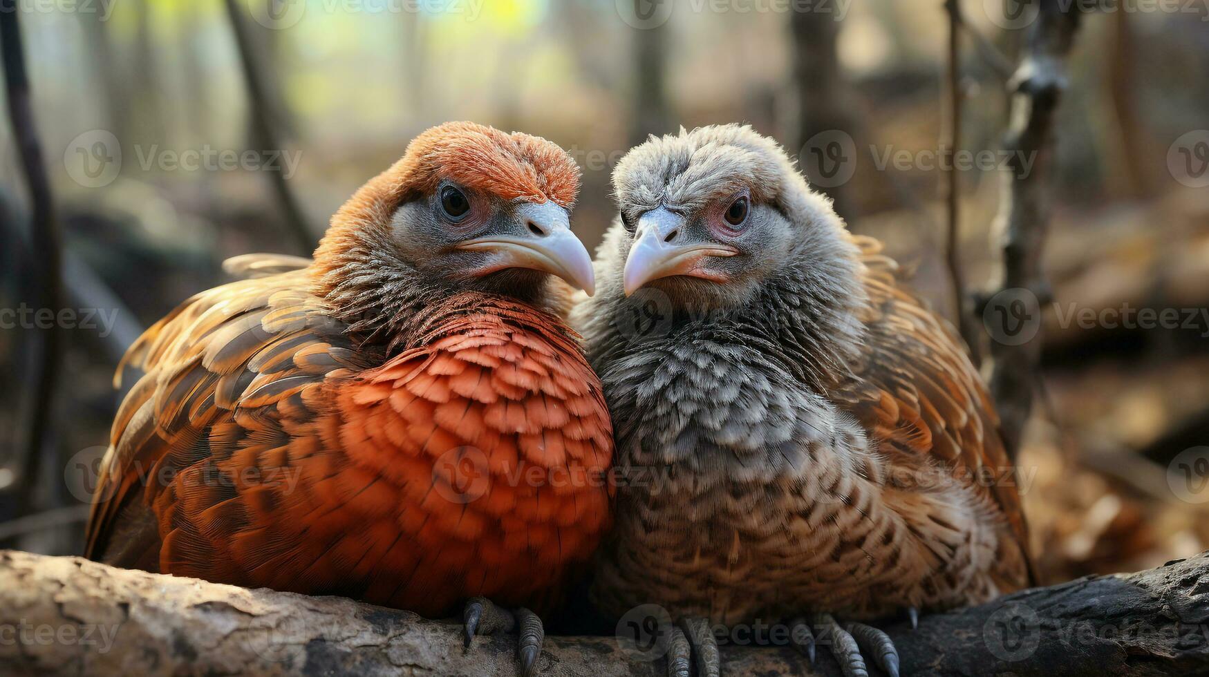 photo of heart-melting two Turkeys with an emphasis on expression of love. Generative AI