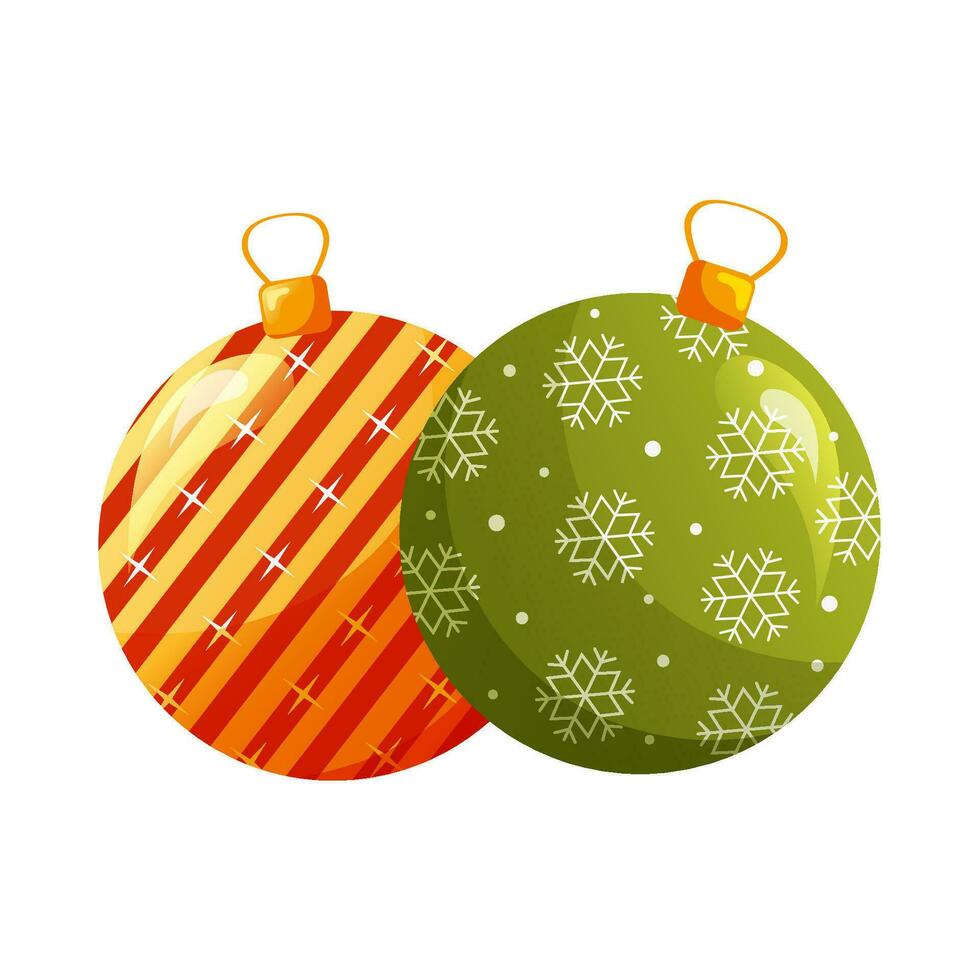 Orange and green cristmas balls composition vector