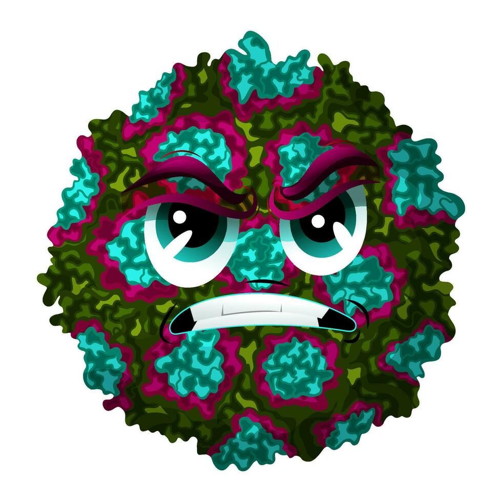 Angry norovirus cartoon character illustration vector