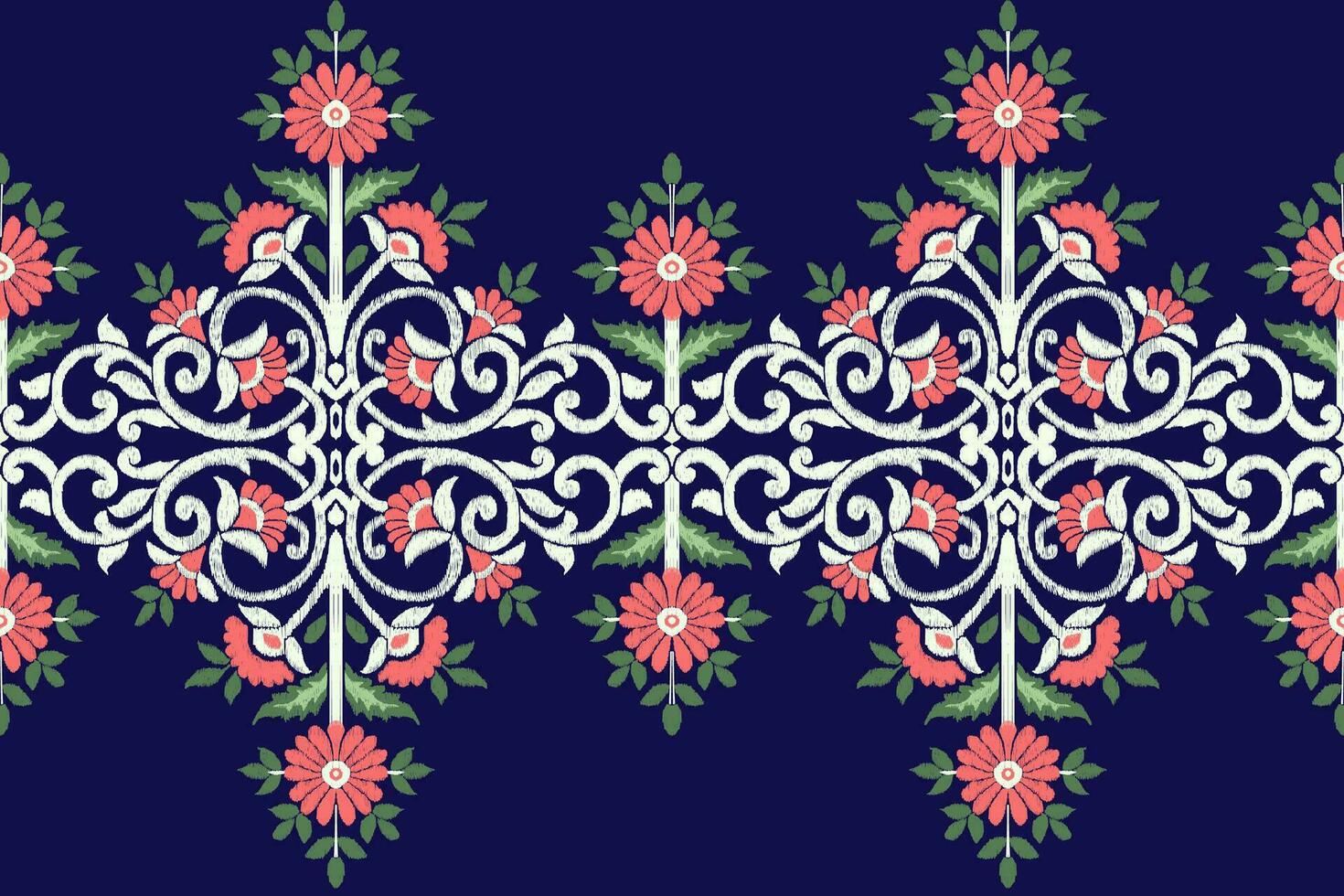 ikat seamless background Geometric ethnic oriental ikat seamless pattern traditional Design for background,carpet,wallpaper,clothing,wrapping,Batik,fabric,Vector illustration embroidery style. vector