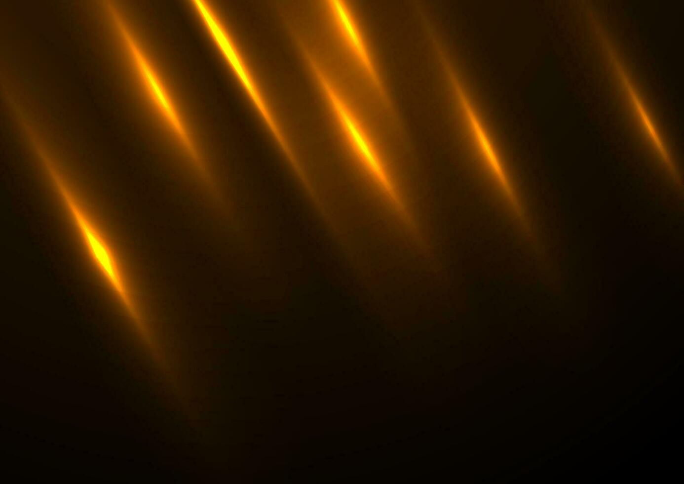 Abstract black background with orange neon glowing stripes vector