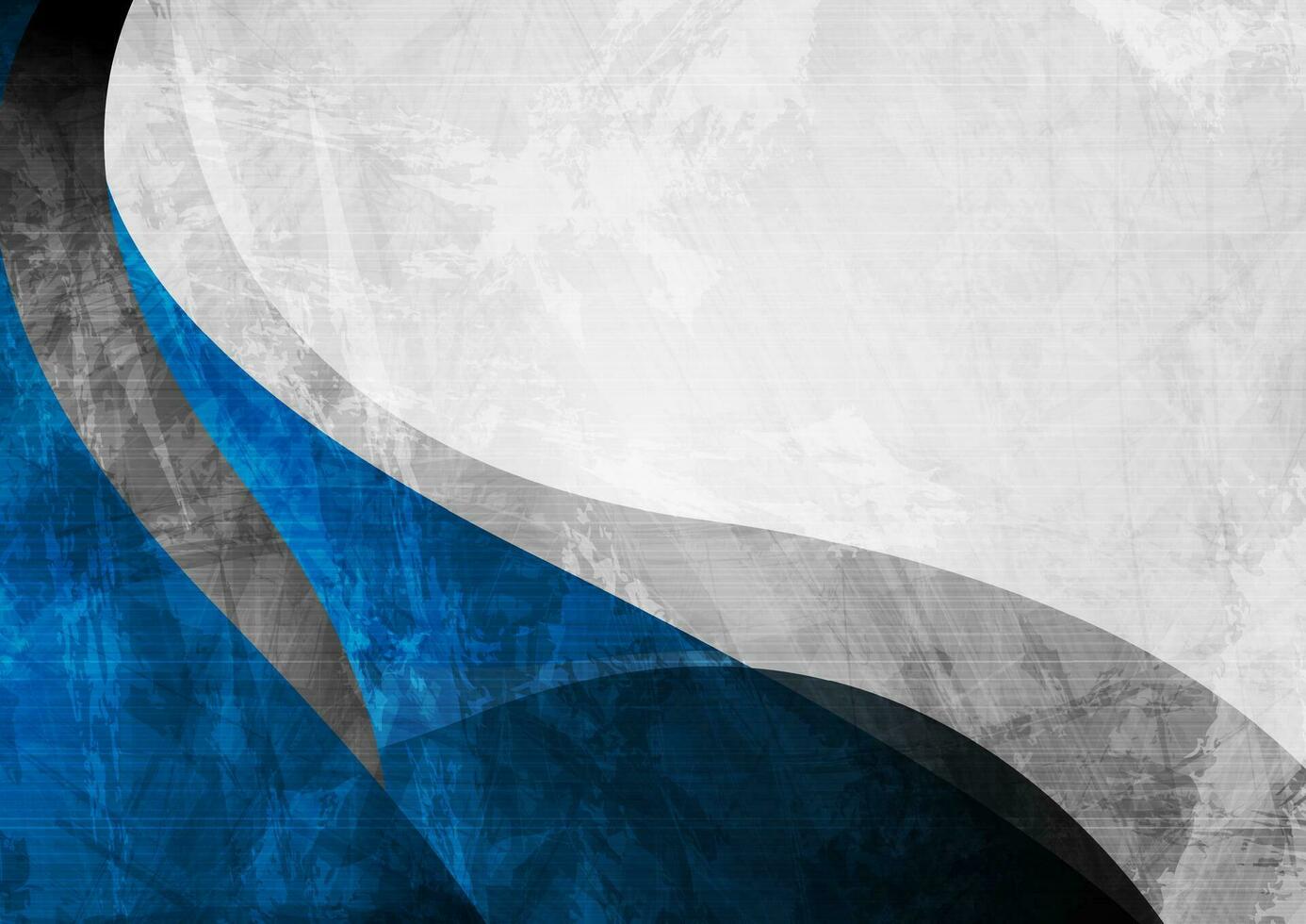 Blue grey grunge waves abstract background vector