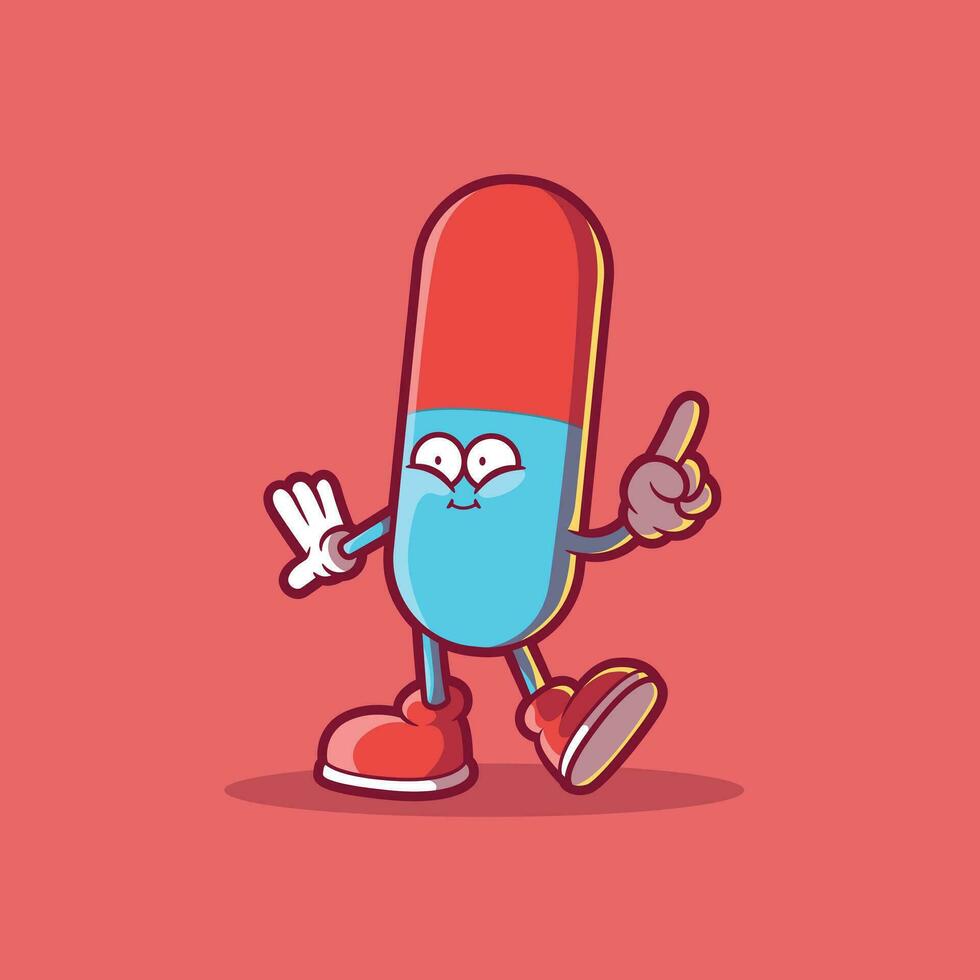 Medicine Pill character posing vector illustration. Medicine, health, icon design concept.