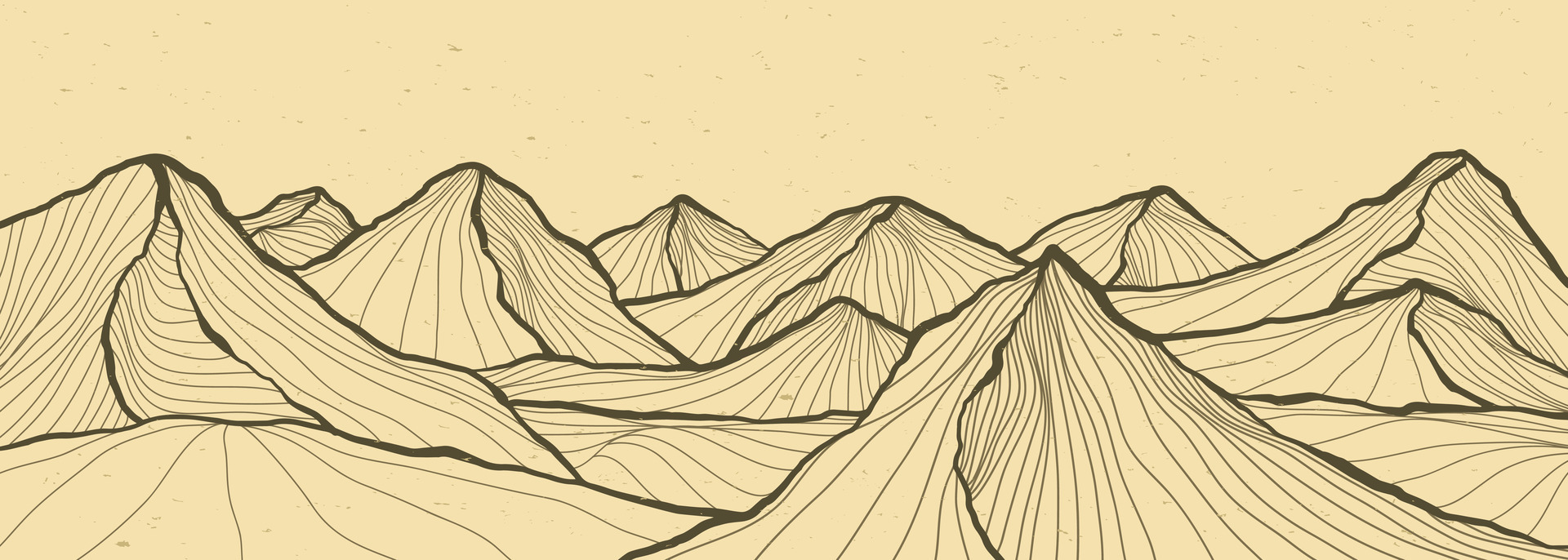 Hand drawn Mountain line arts illustration. Abstract mountain