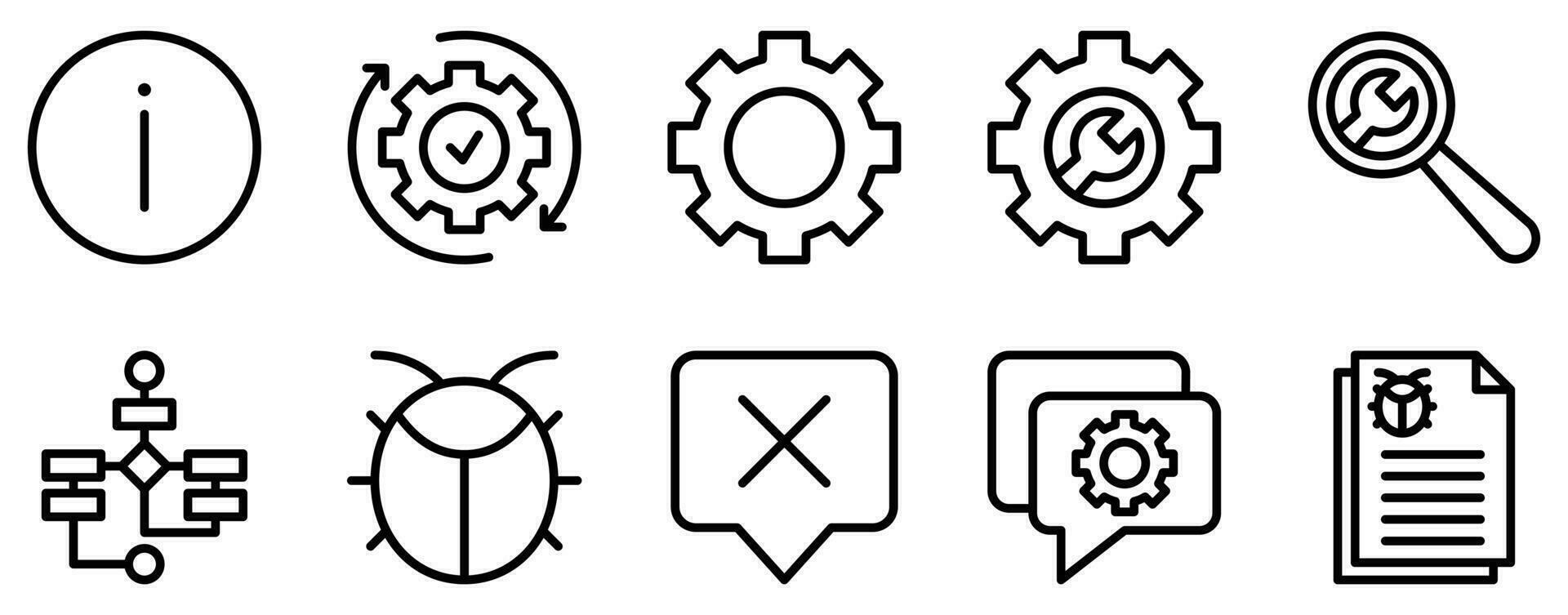 Tech Support line style icon collection vector