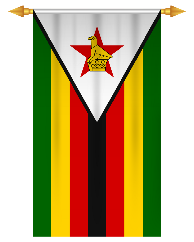 Zimbabwe flag vertical pennant isolated png