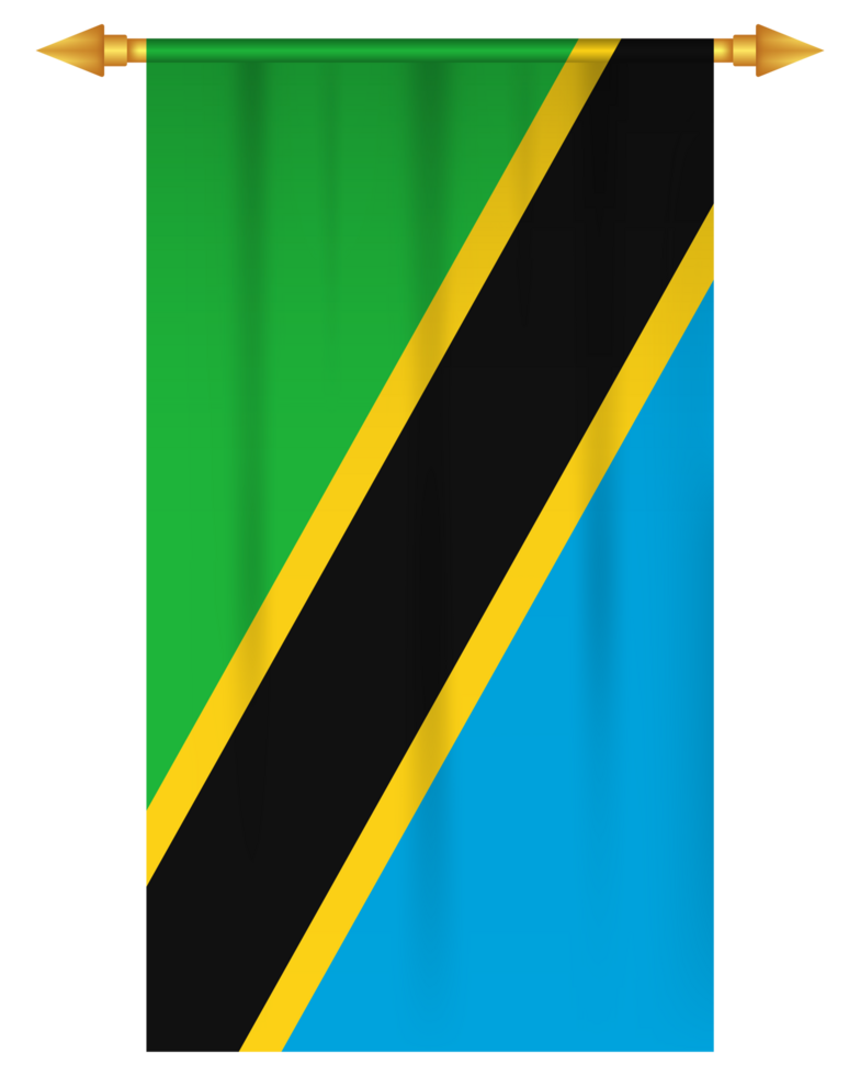 Tanzania flag vertical pennant isolated png