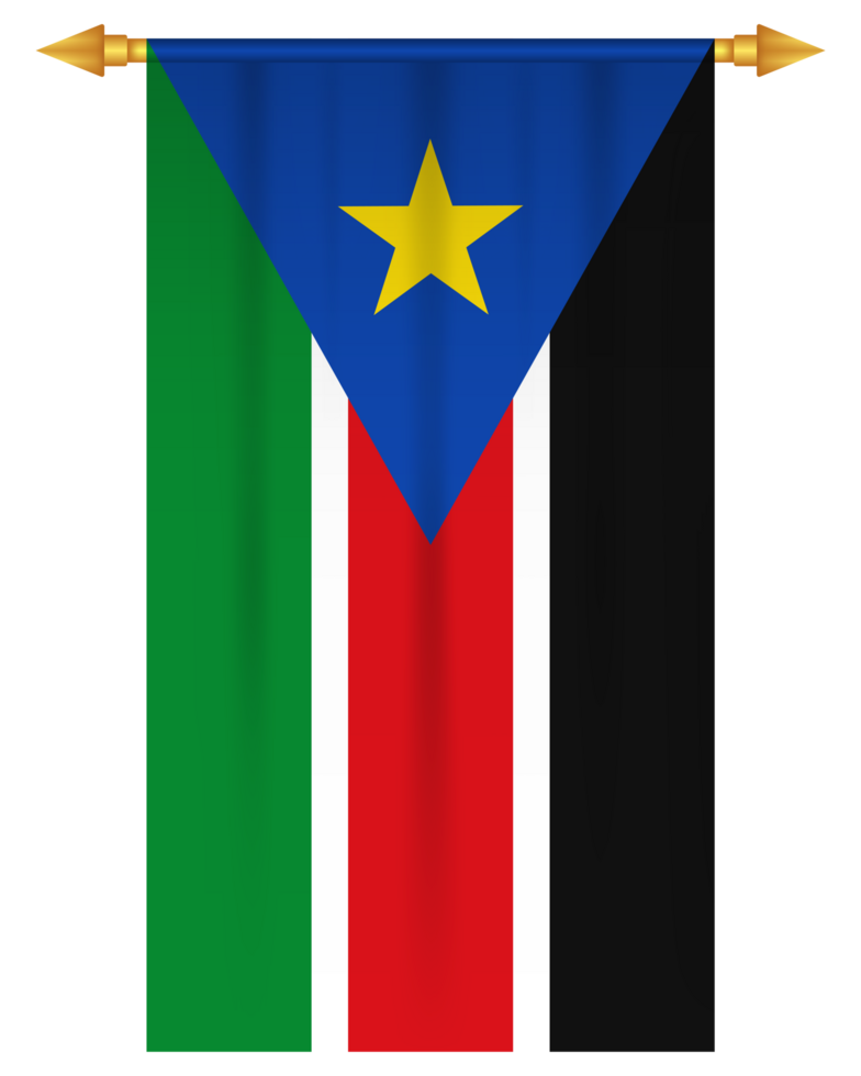 South Sudan flag vertical pennant isolated png