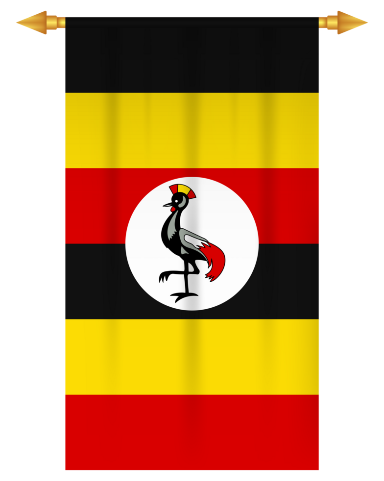 Uganda flag vertical pennant isolated png